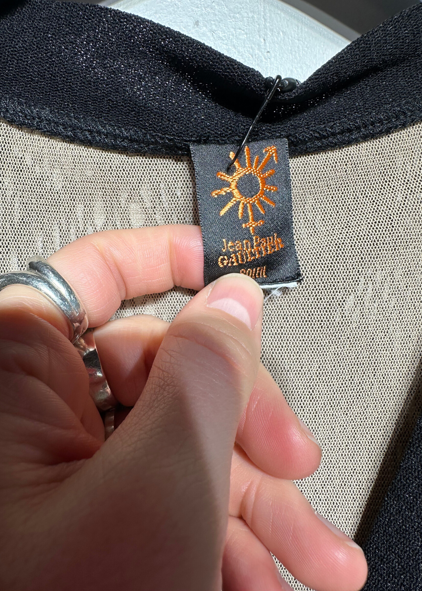 John Paul Gaultier Black Mesh Layered Cardigan M