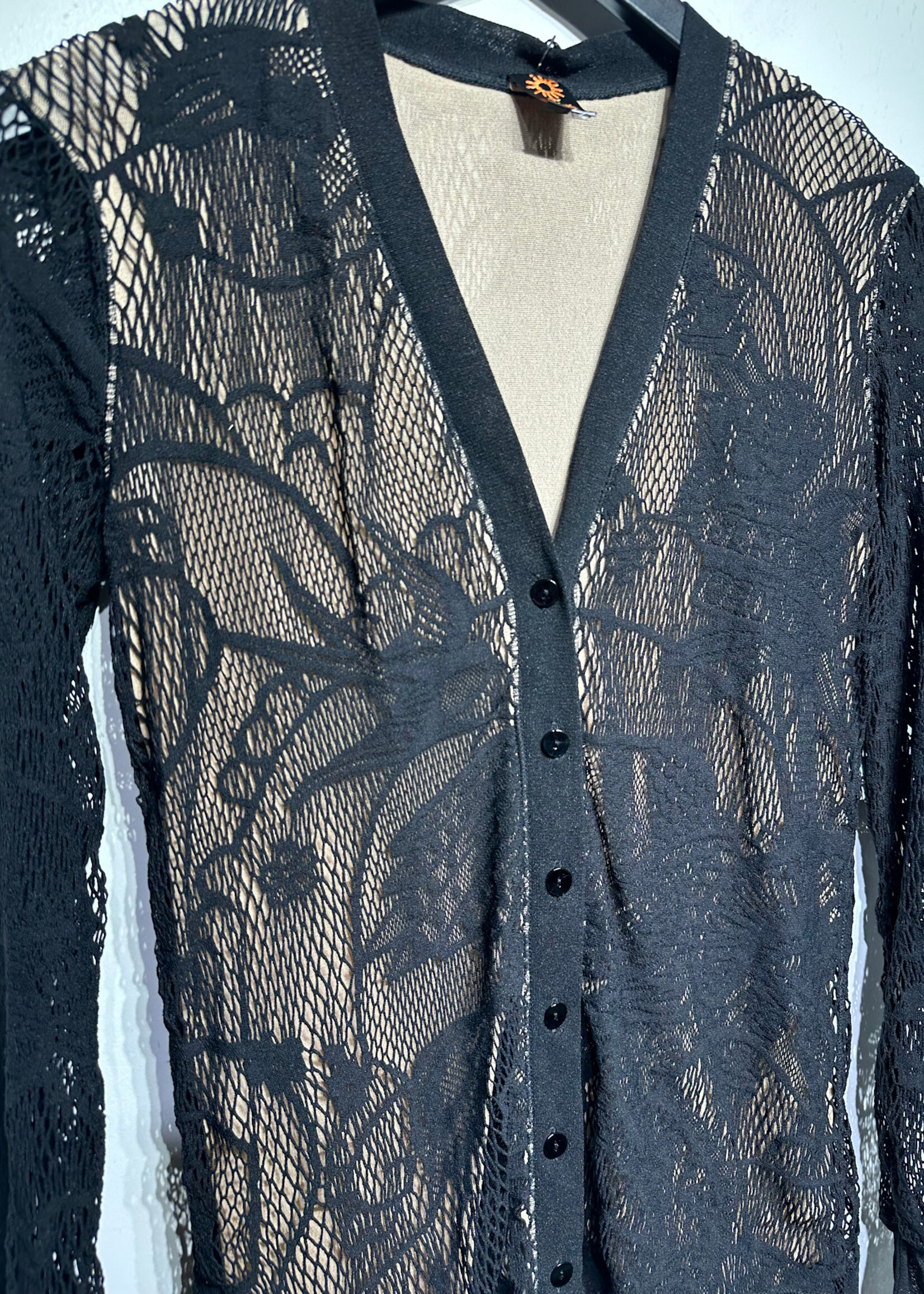 John Paul Gaultier Black Mesh Layered Cardigan M