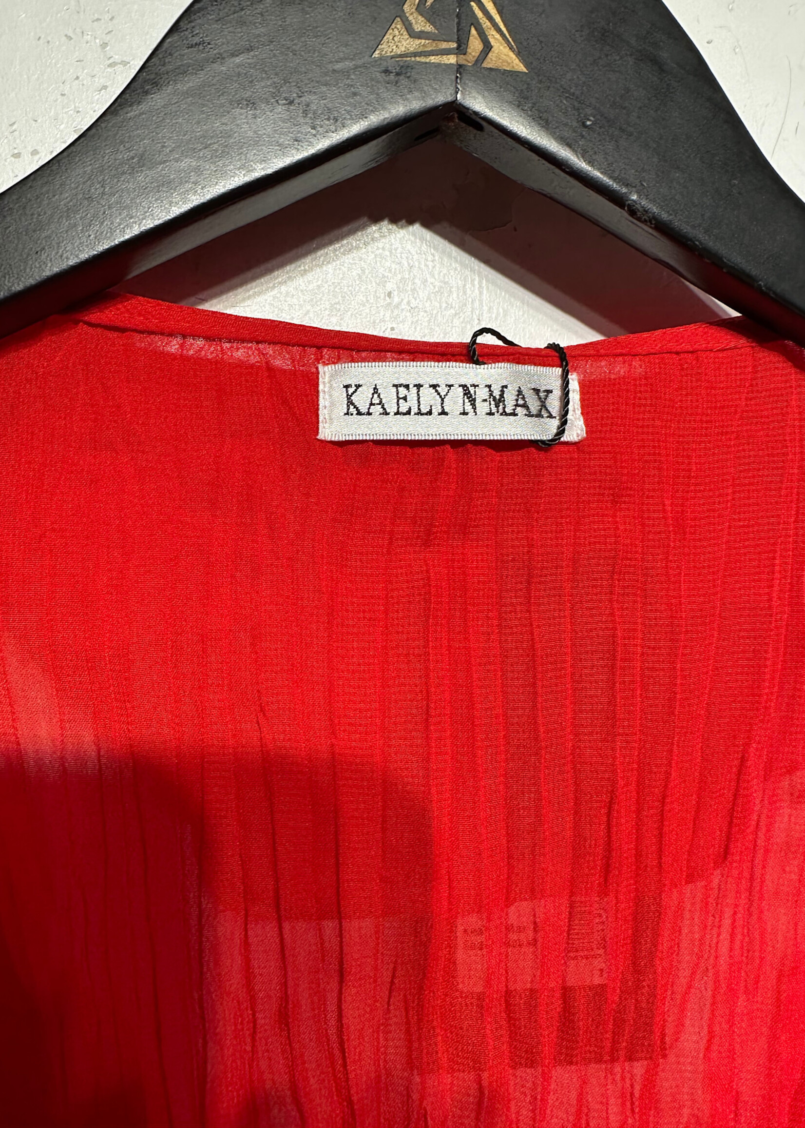 Kaelyn Max Red Sheer Blouse XL
