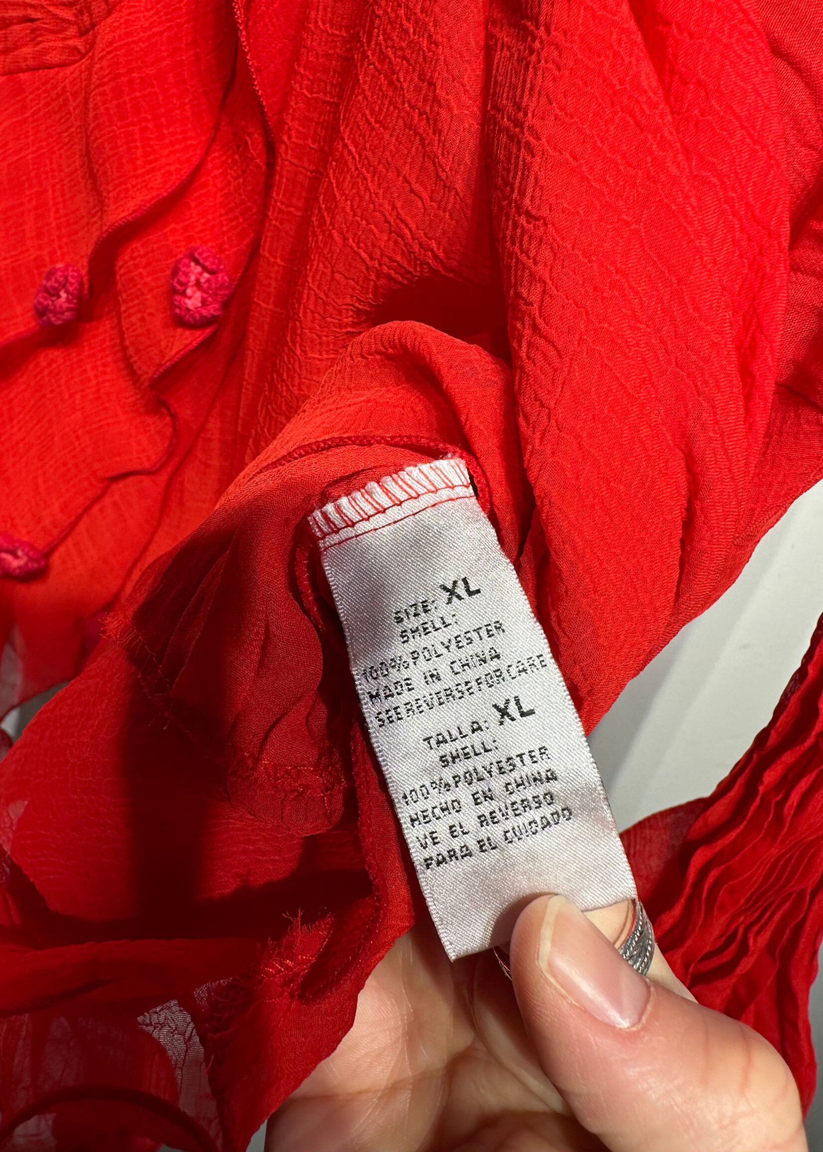 Kaelyn Max Red Sheer Blouse XL