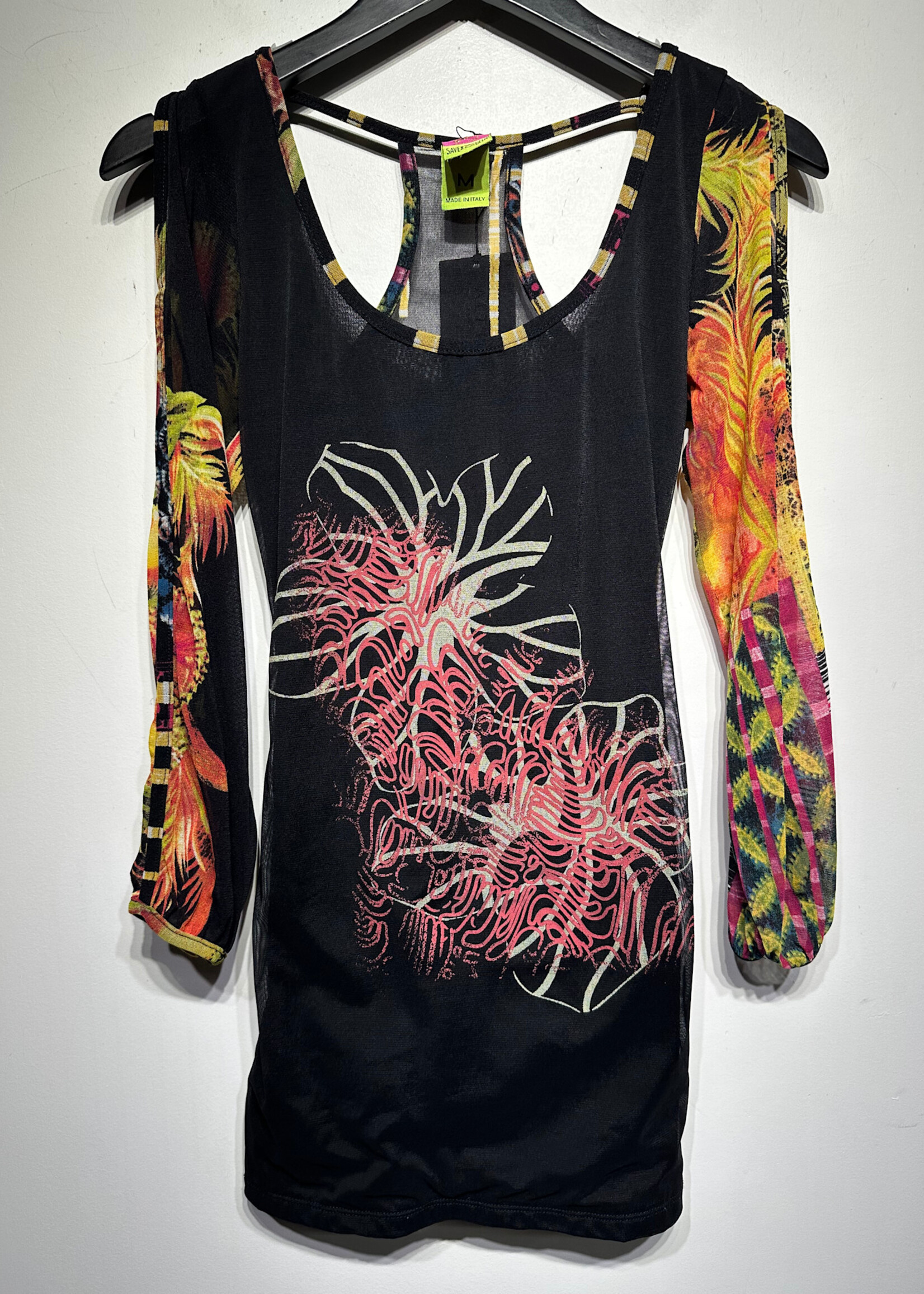 Save the Queen Black Sheer LS Dress S