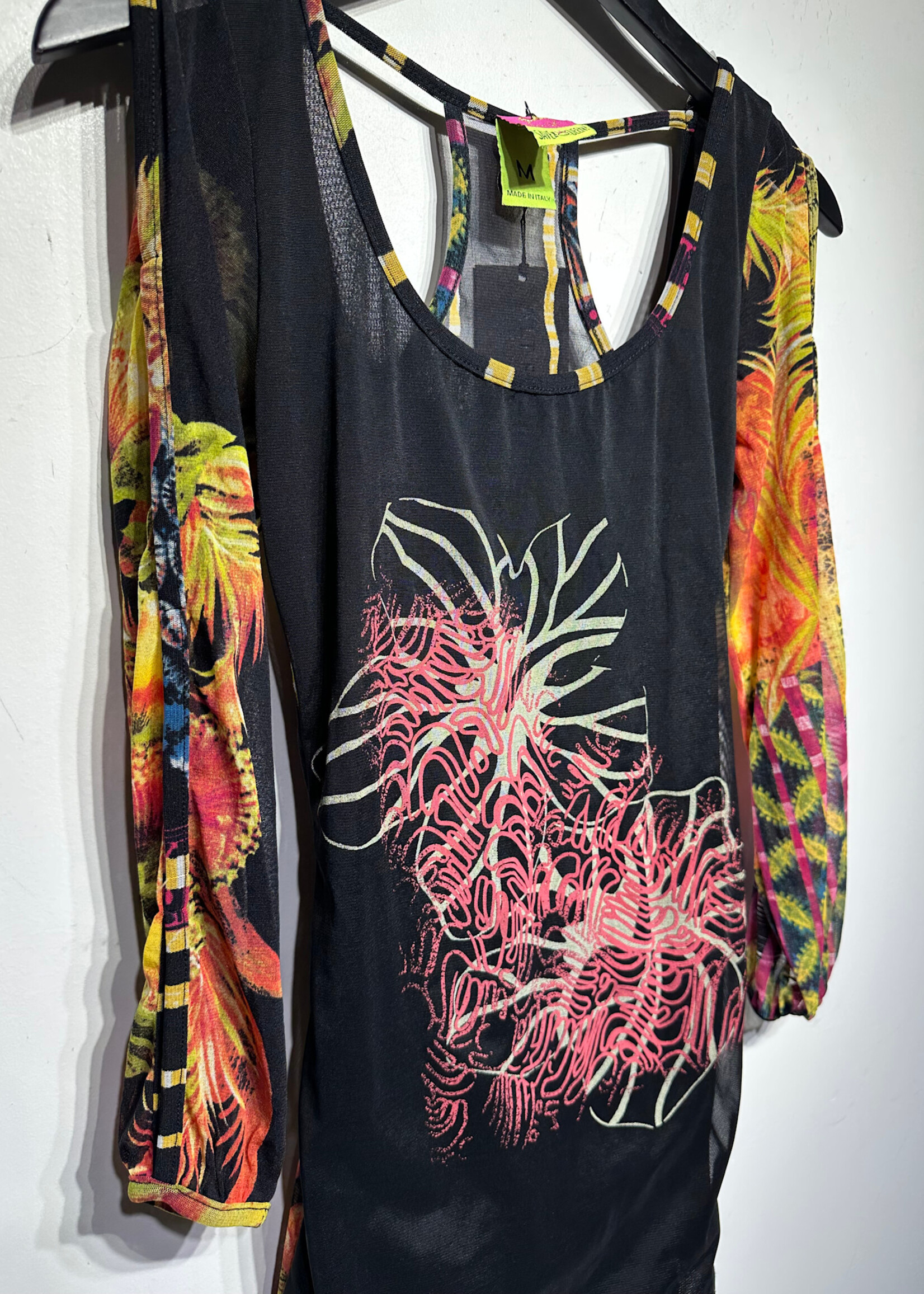 Save the Queen Black Sheer LS Dress S