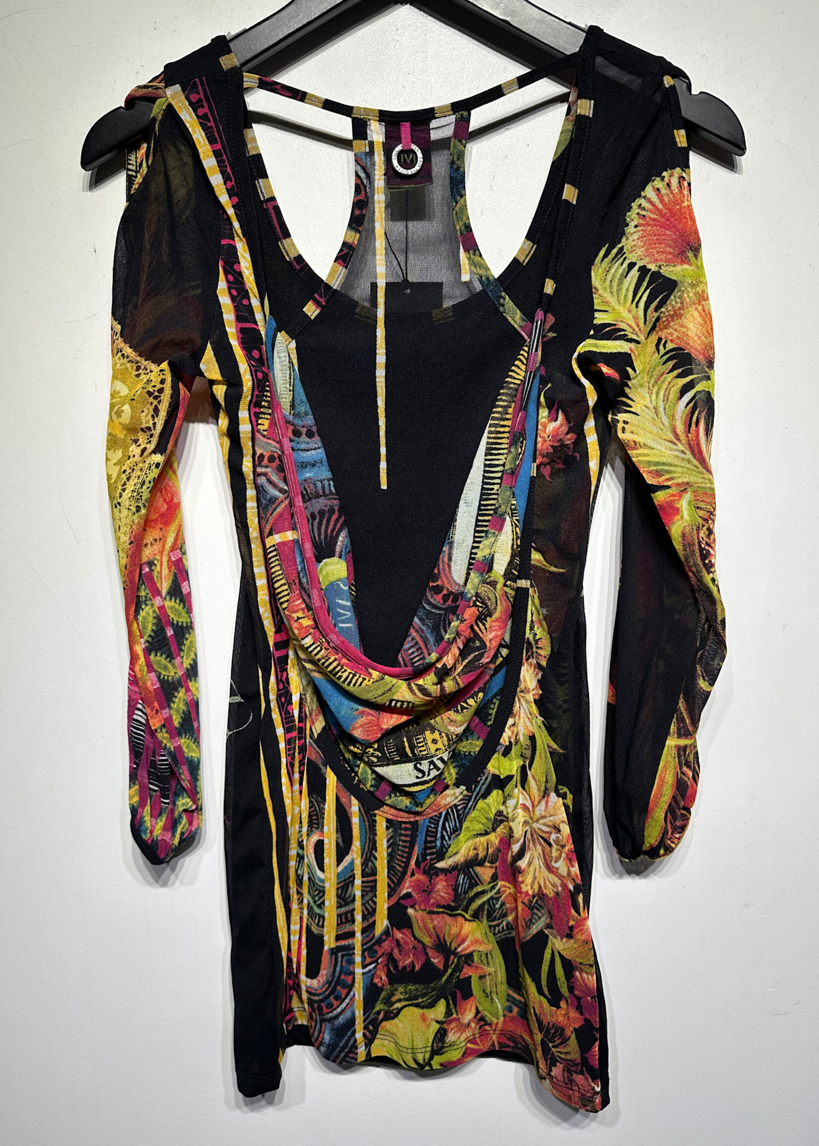 Save the Queen Black Sheer LS Dress S