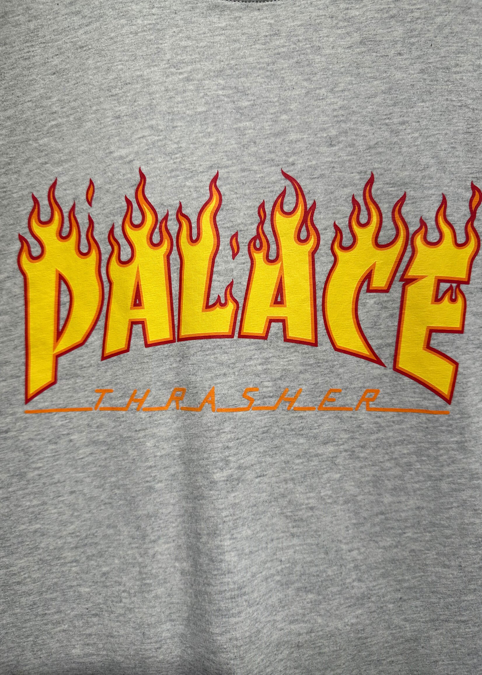 Palace X Thrasher Grey Flame Tee L