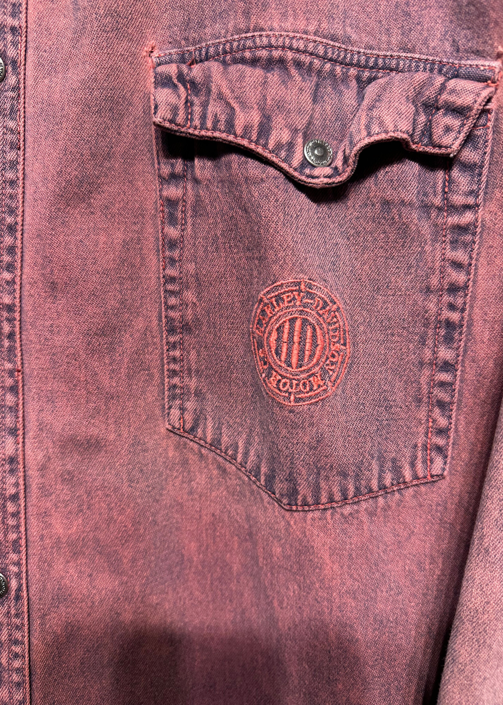 Harley Pink Wash Denim LS B/U XL