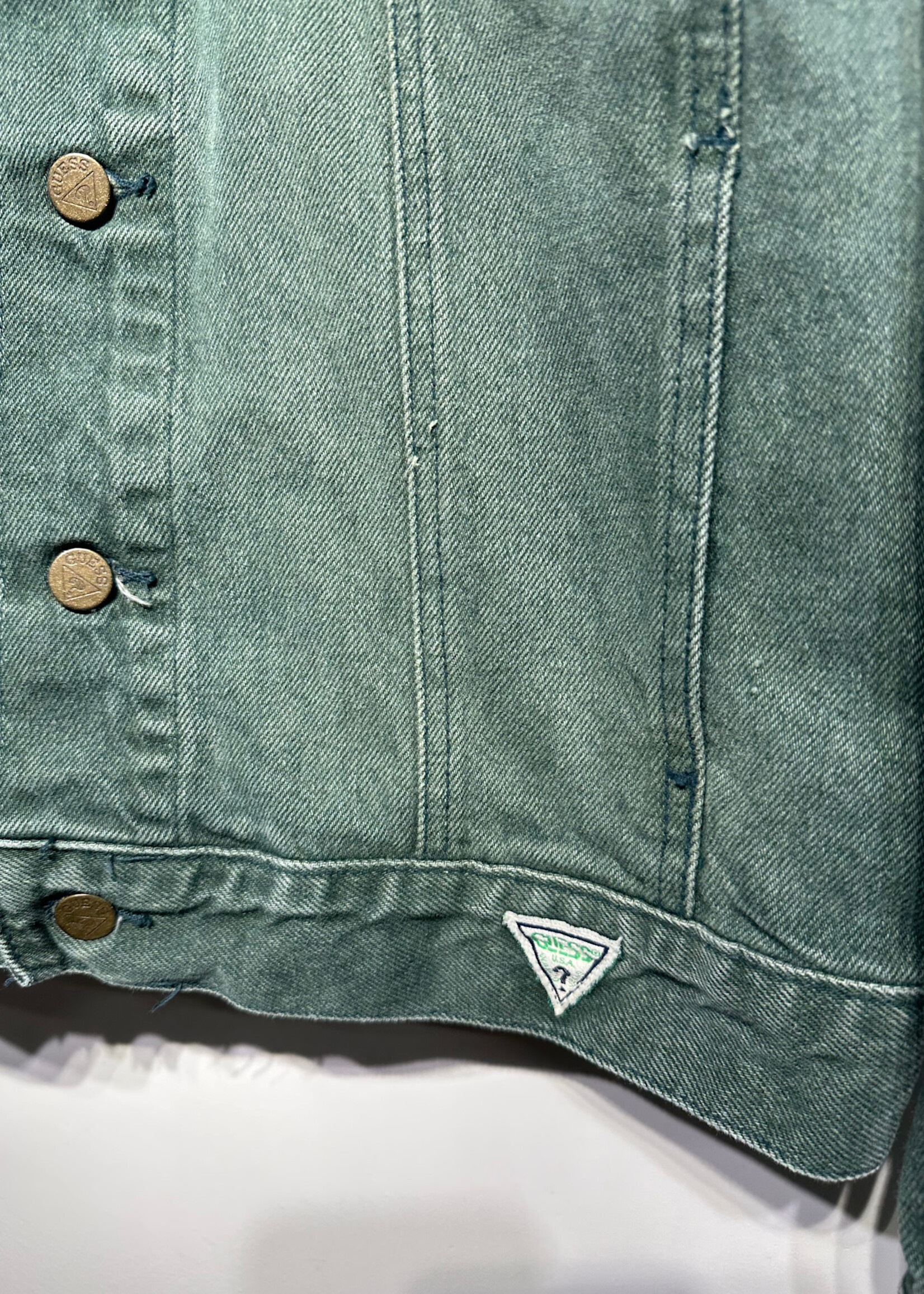 Guess 90s Green Faded Denim Trucker S