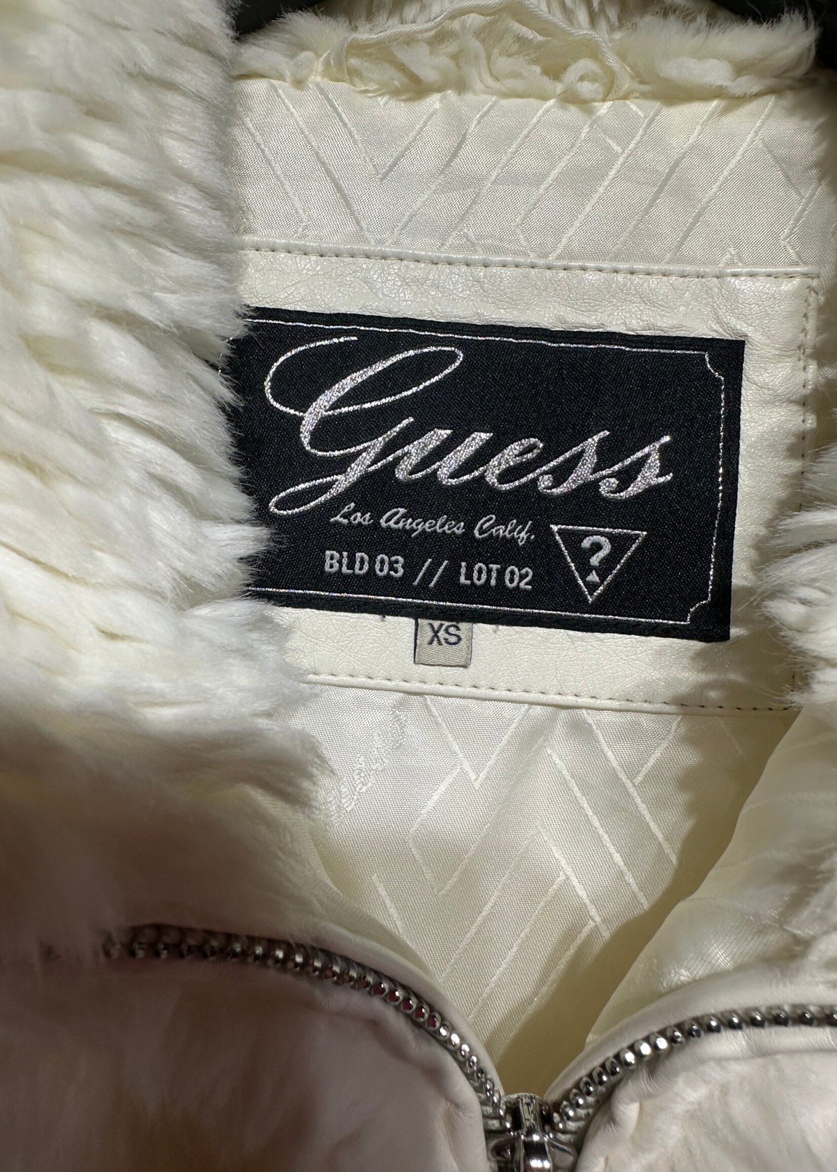 Guess Y2K White Faux Fur Knit Vest XS