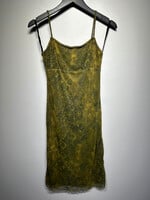 Xi 2000s Green Lace Print Dress M