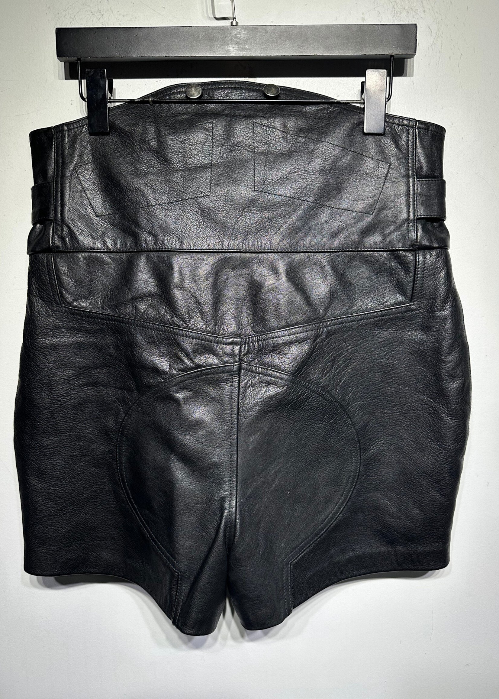Oak Black Leather High Cut Shorts 30-32