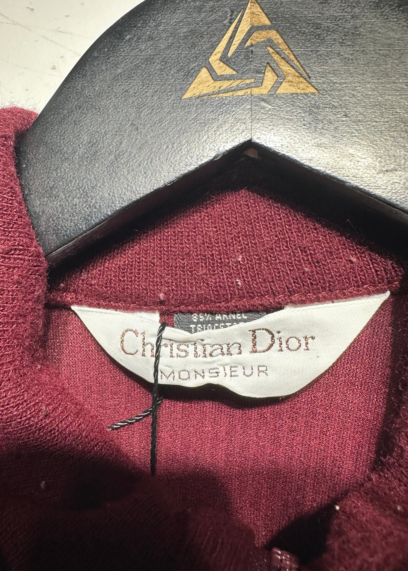 Christian Dior Retro Maroon Velour Zip Jacket Masc S