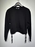 Mcqueen Black Side Lace Crop Sweater Fem S
