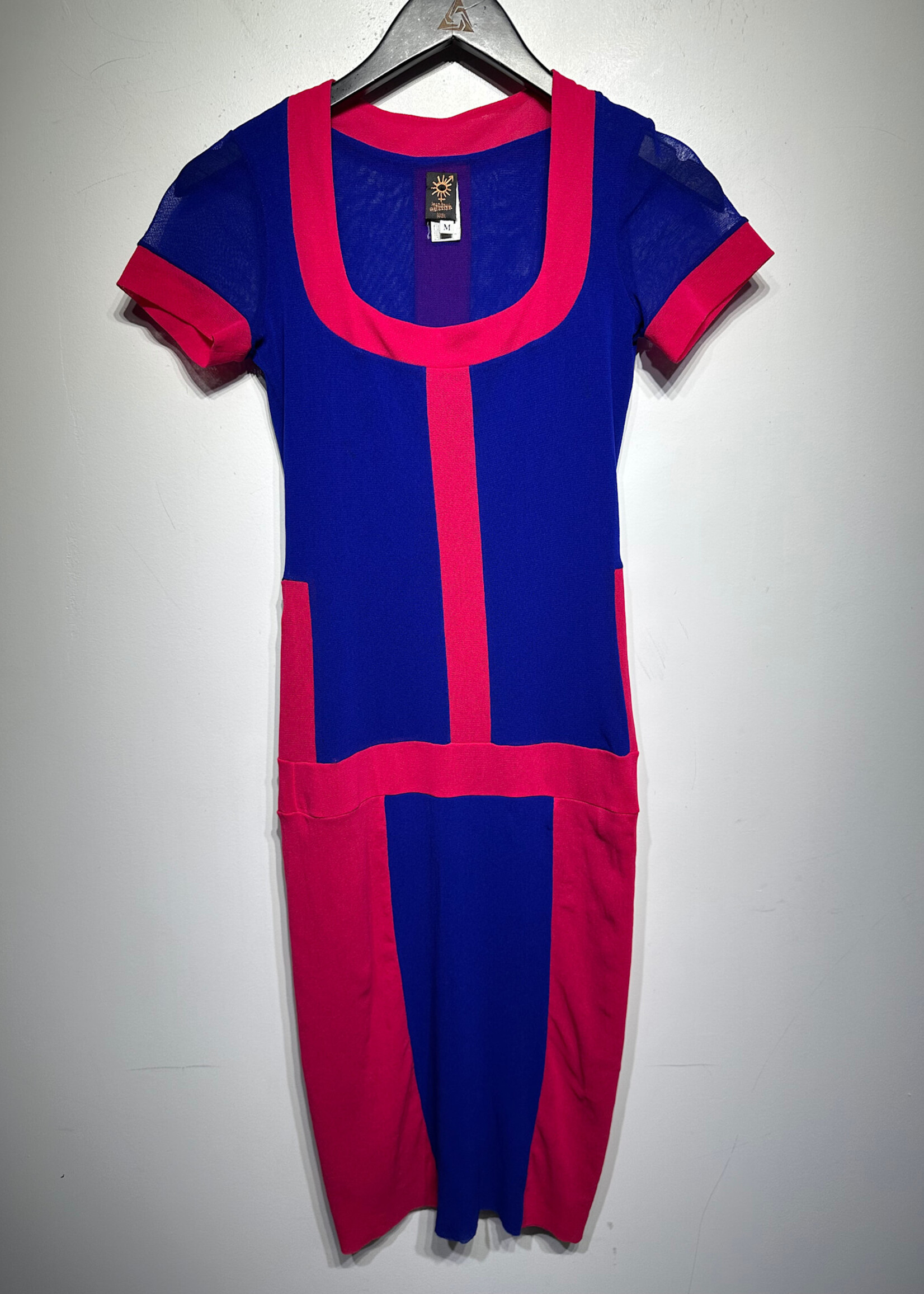Jean Paul Gaultier Blue Hot Pink Mesh Dress M