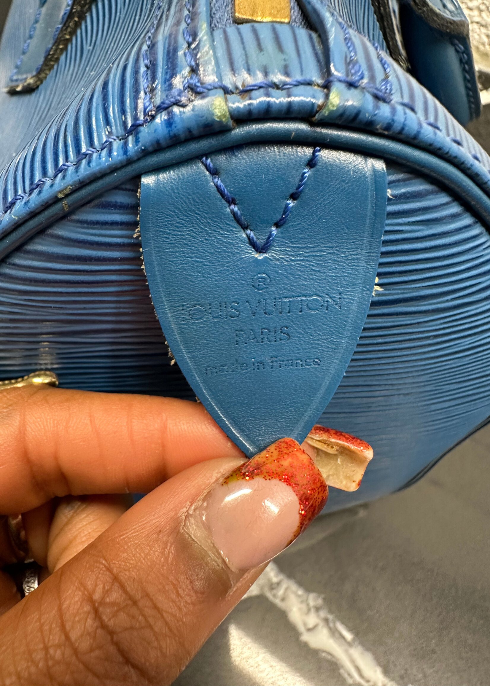 Louis Vuitton Blue Epi Speedy Bag OS