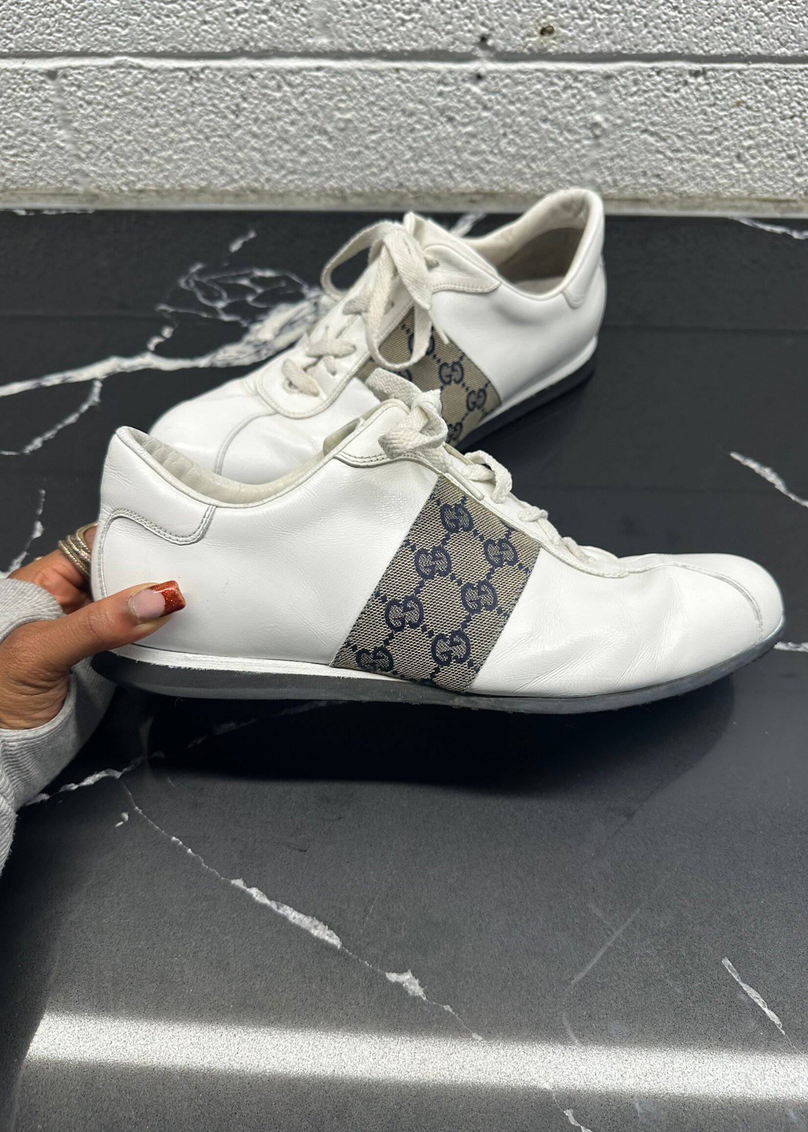 Gucci Vintage White Leather Driving Shoes 9.5