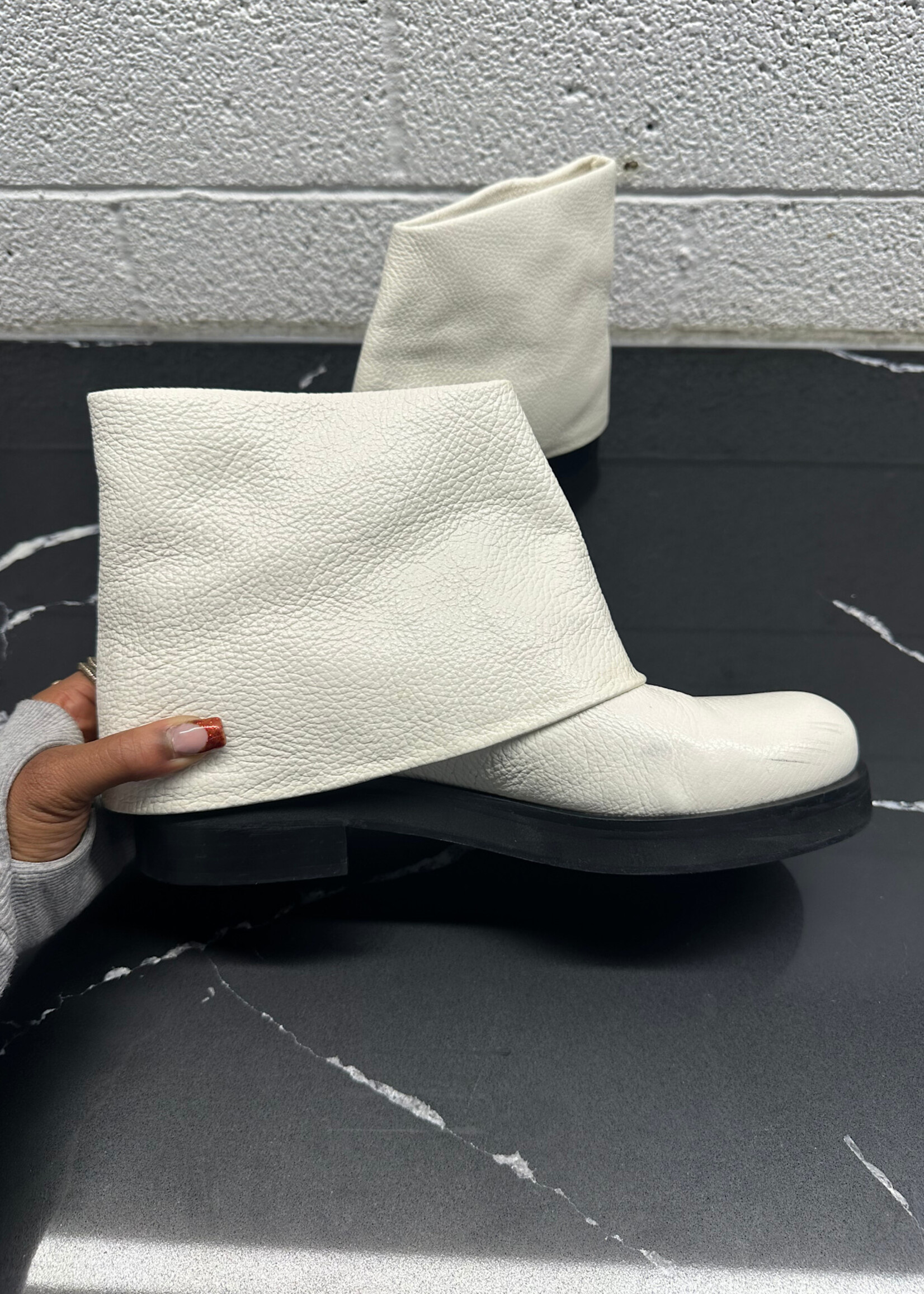 JW Anderson White Fold Over Boots 41/8