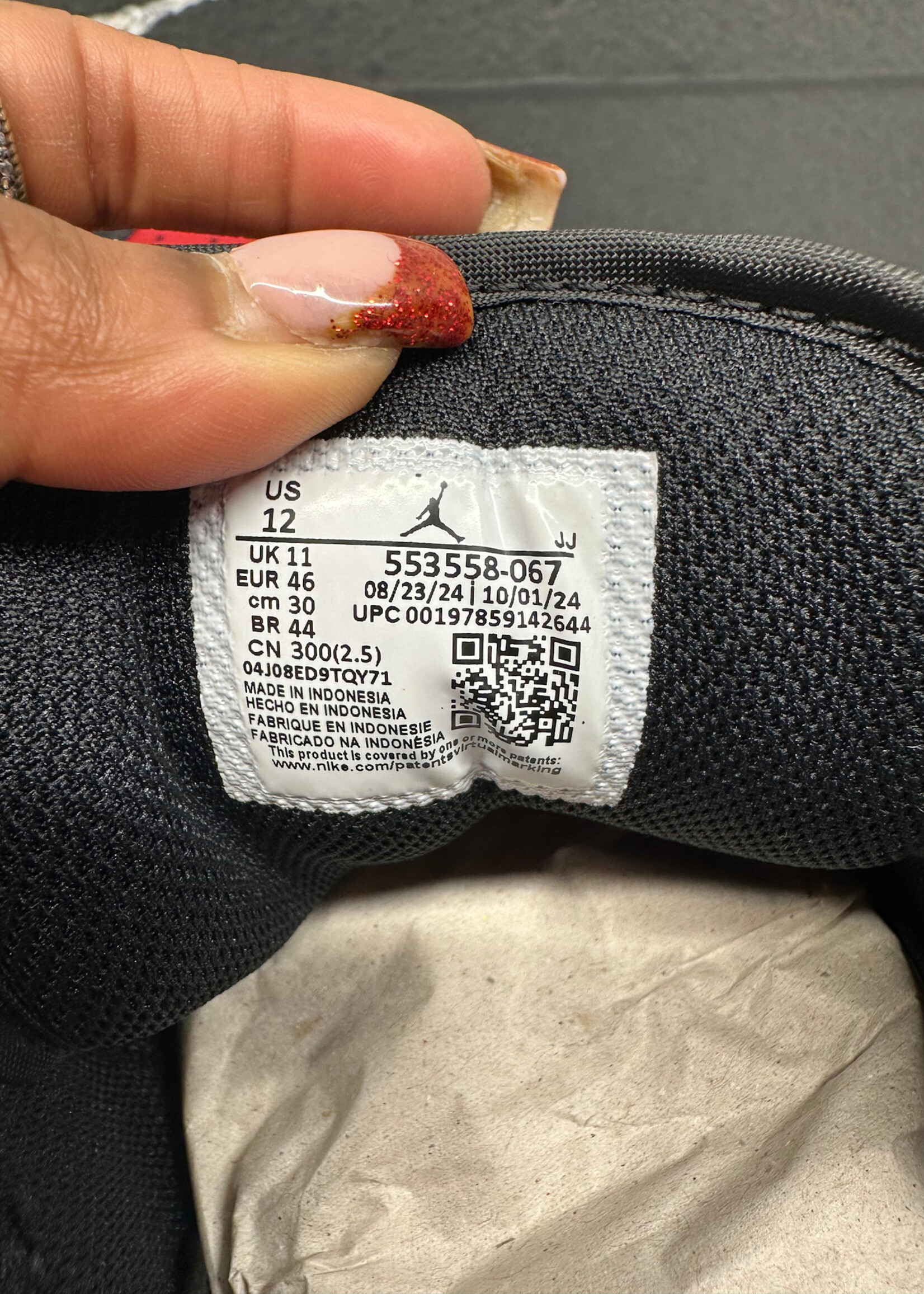 DS Jordan One Low Black Toe Sneakers 12