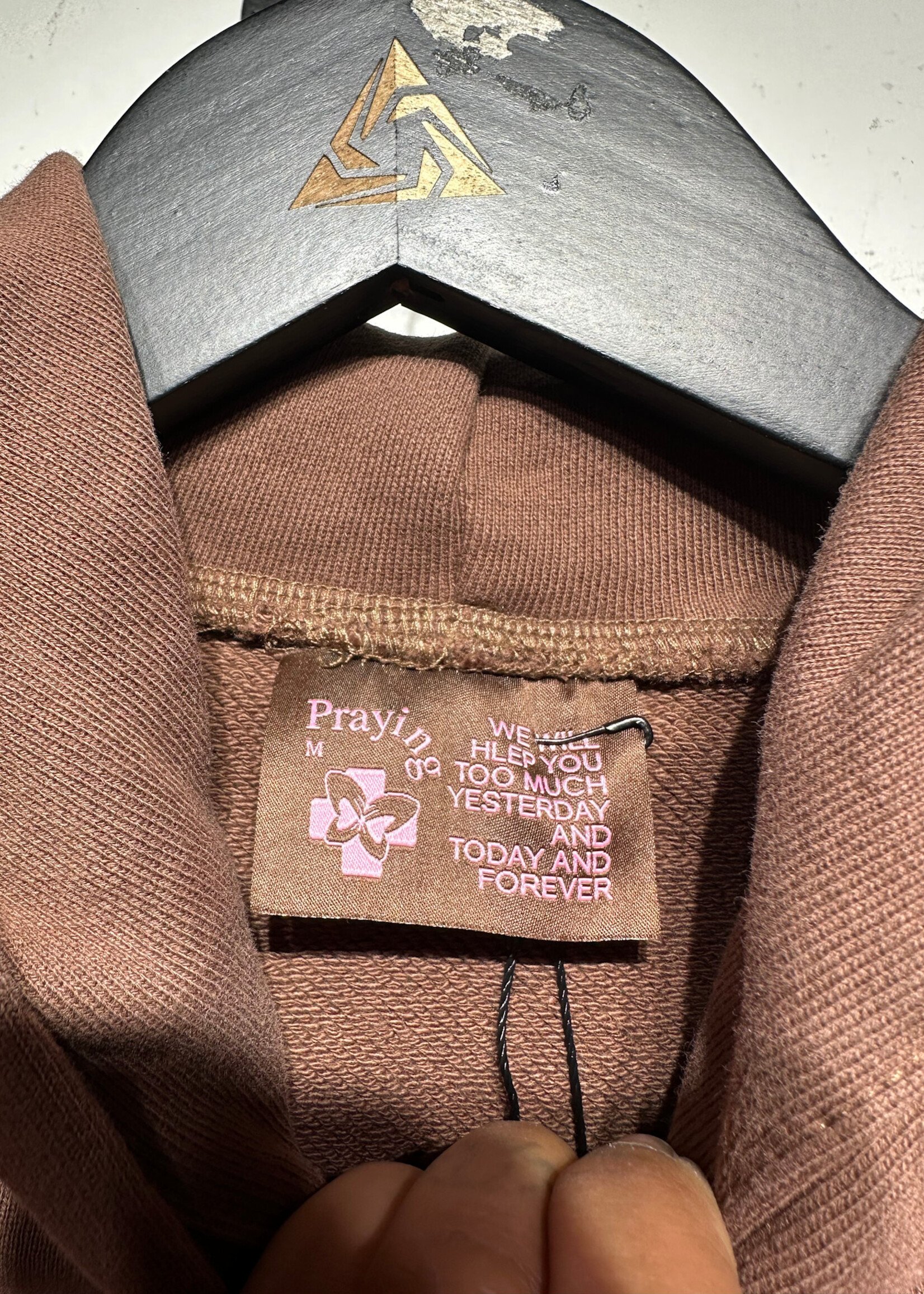 Praying If God Doesn't Exist Brown Hoodie M