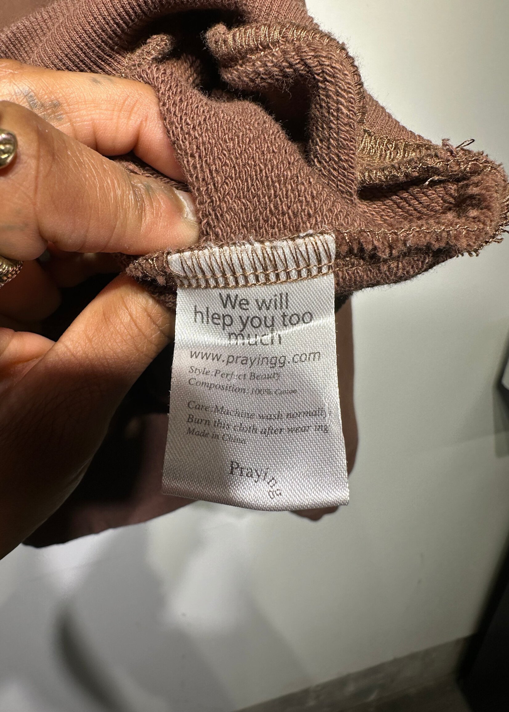 Praying If God Doesn't Exist Brown Hoodie M