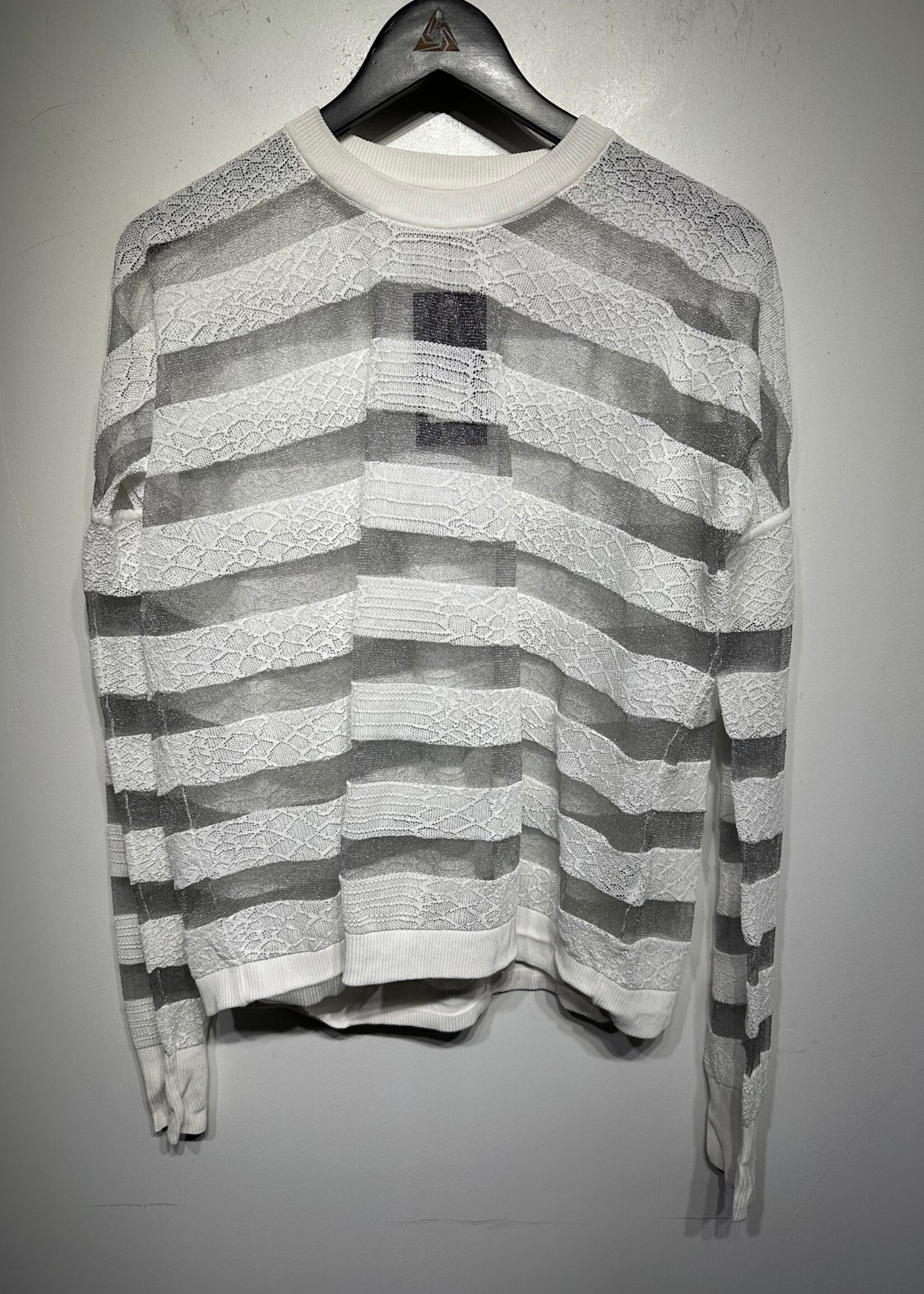 Alexander Wang Mesh Snake Print White LS L AS IS