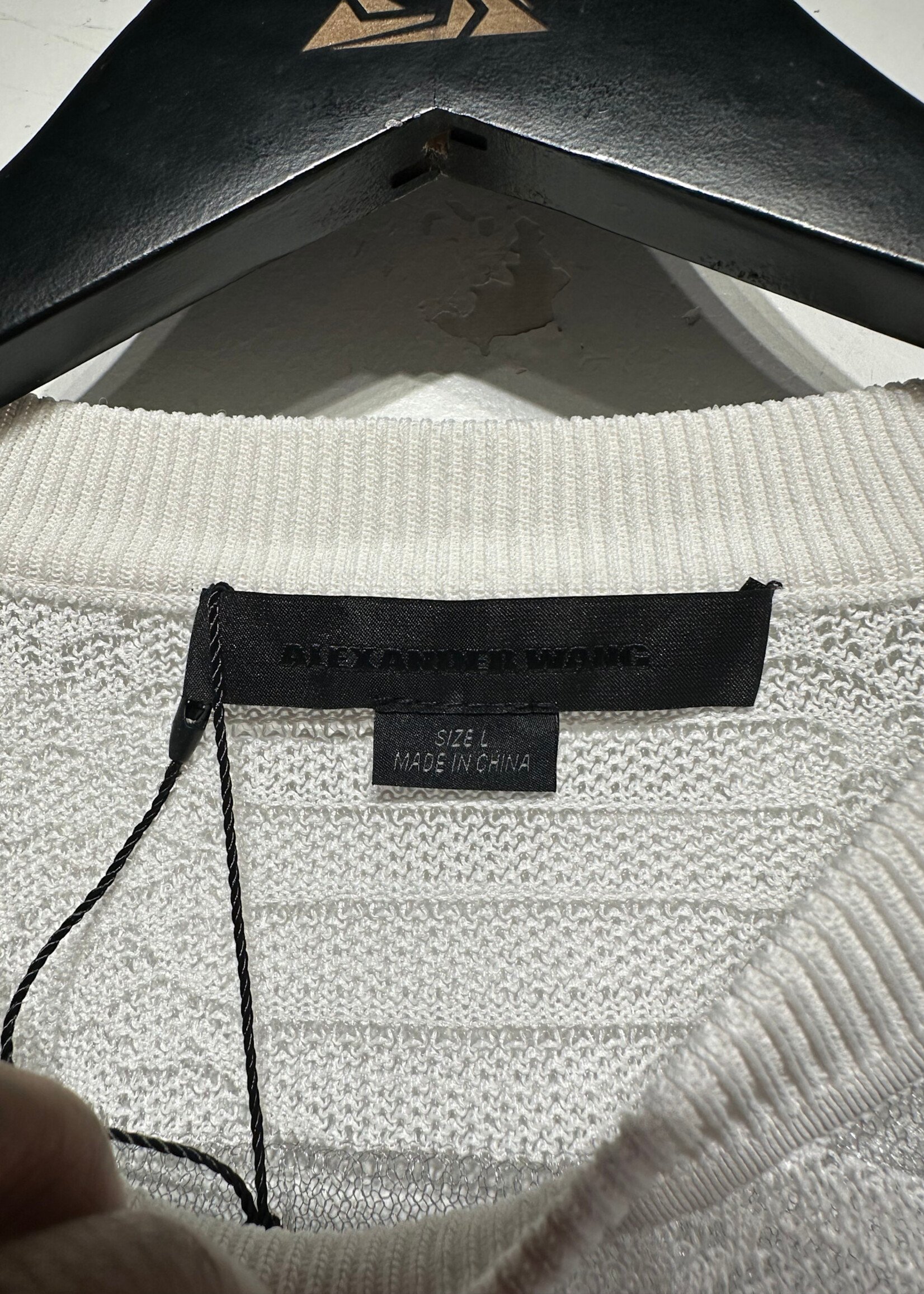 Alexander Wang Mesh Snake Print White LS L AS IS