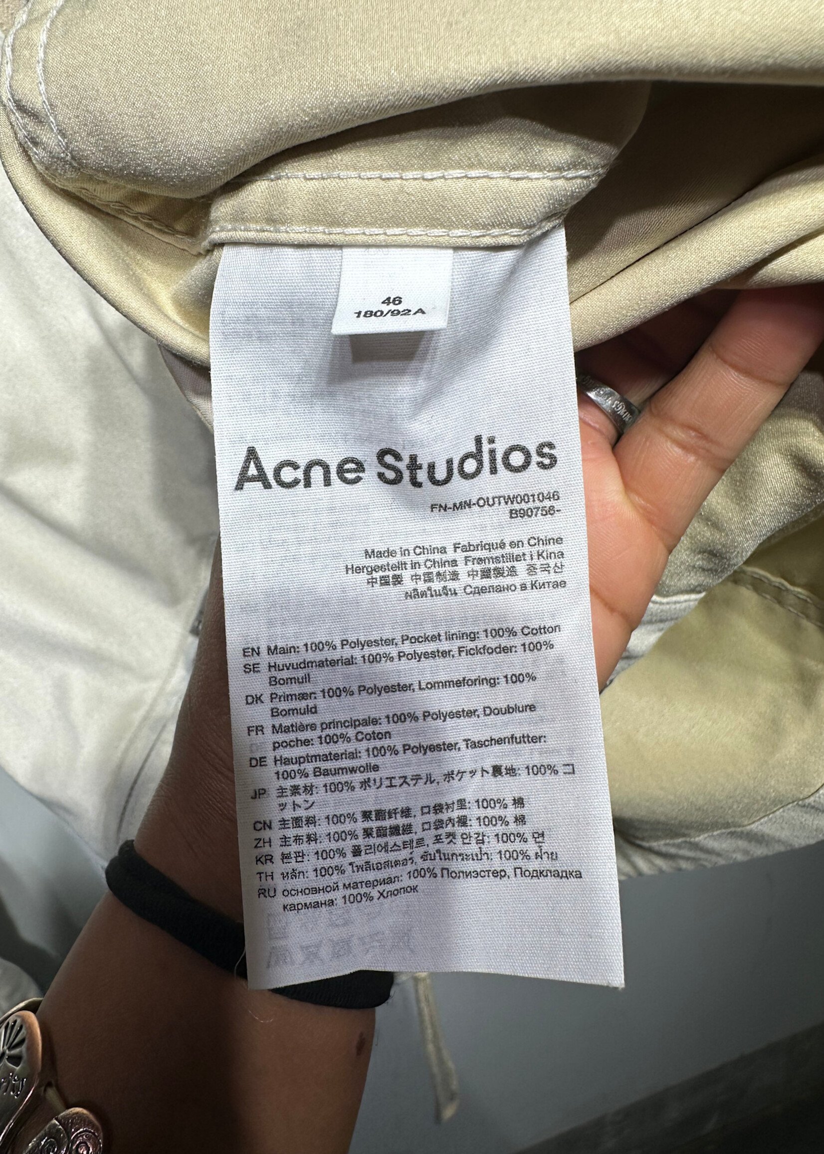 Acne Studios Ivory Ondrey Jacket L