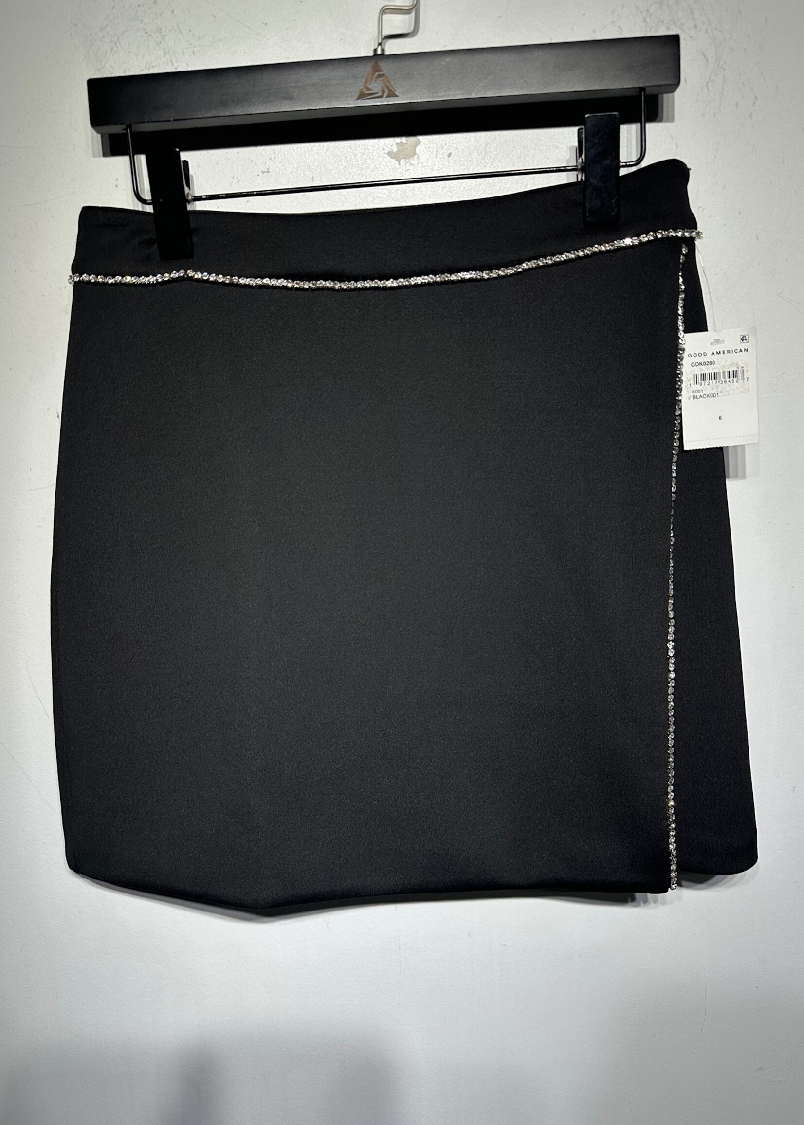 NWT Good American Black Rhinestone Skirt 28