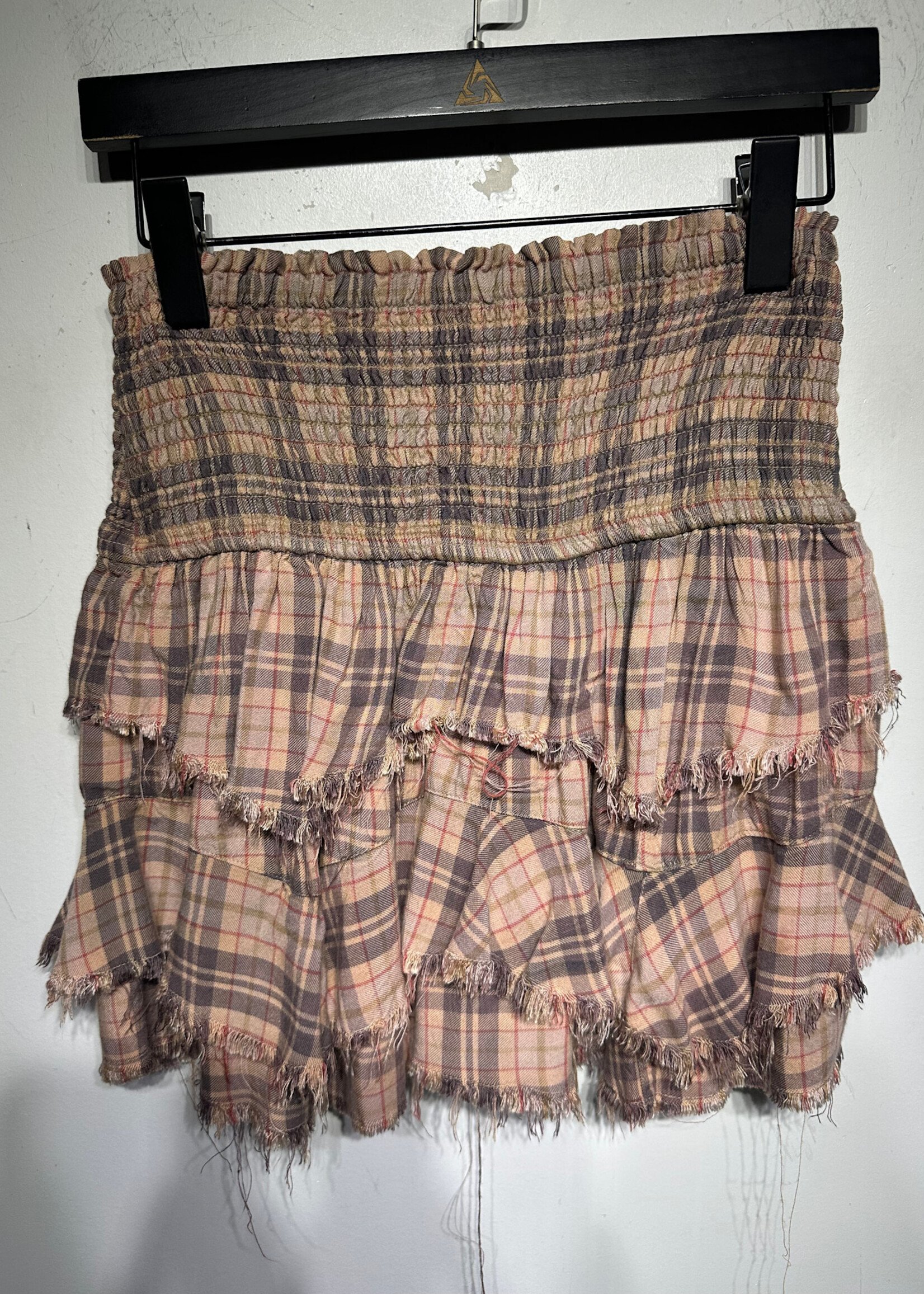 Free People Pink Plaid Layered Mini Skirt 24 (stretch)