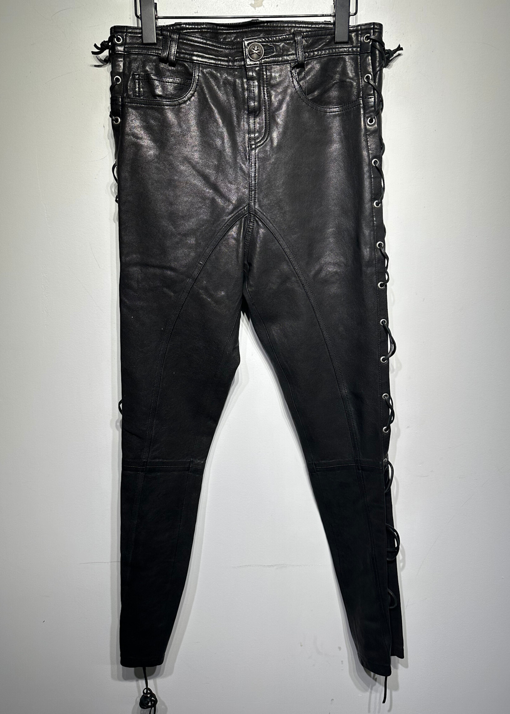 Phillip Plein Side Lace Leather Pant 28