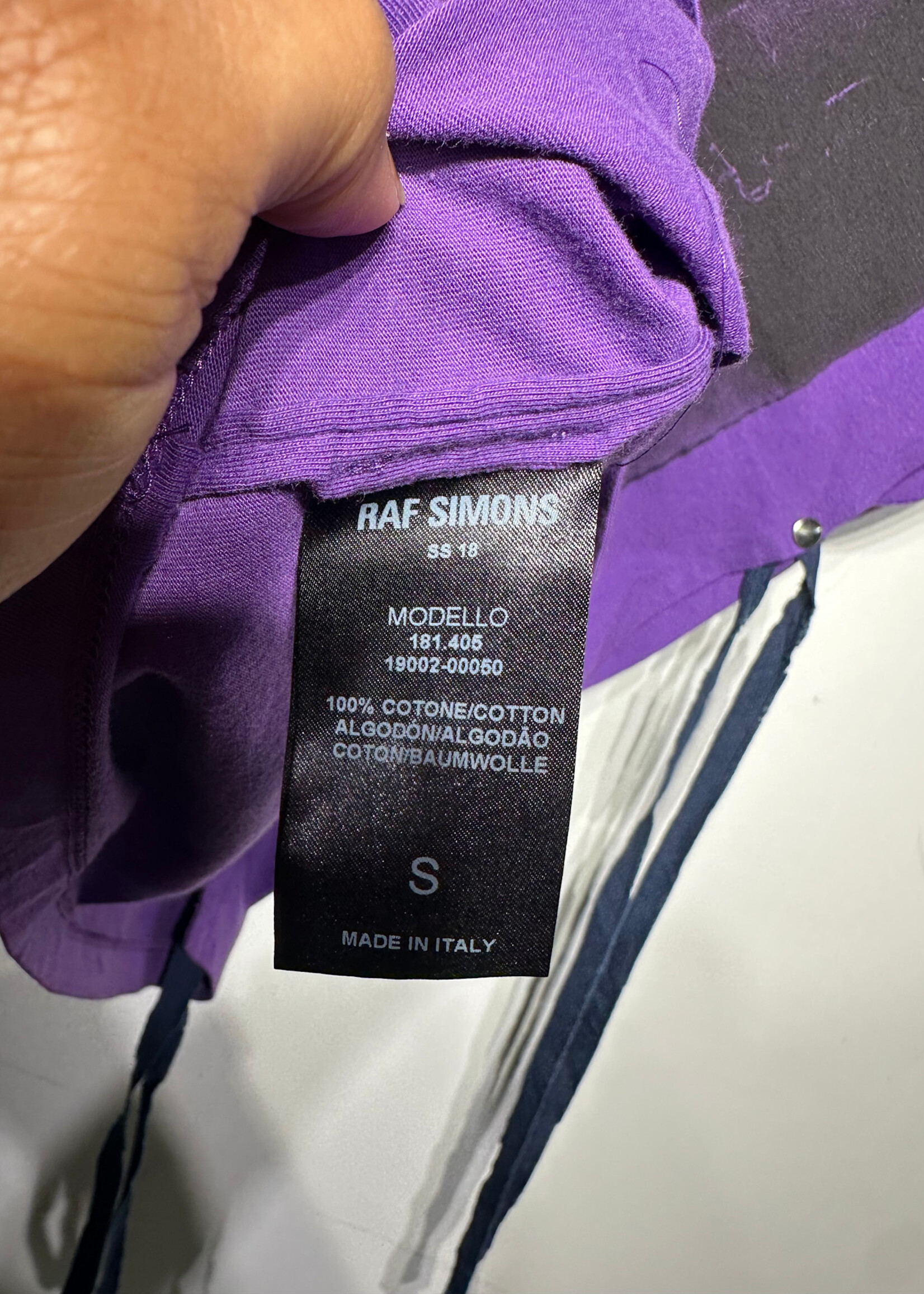 Raf Simons SS18 Purple One Shoulder Tee S