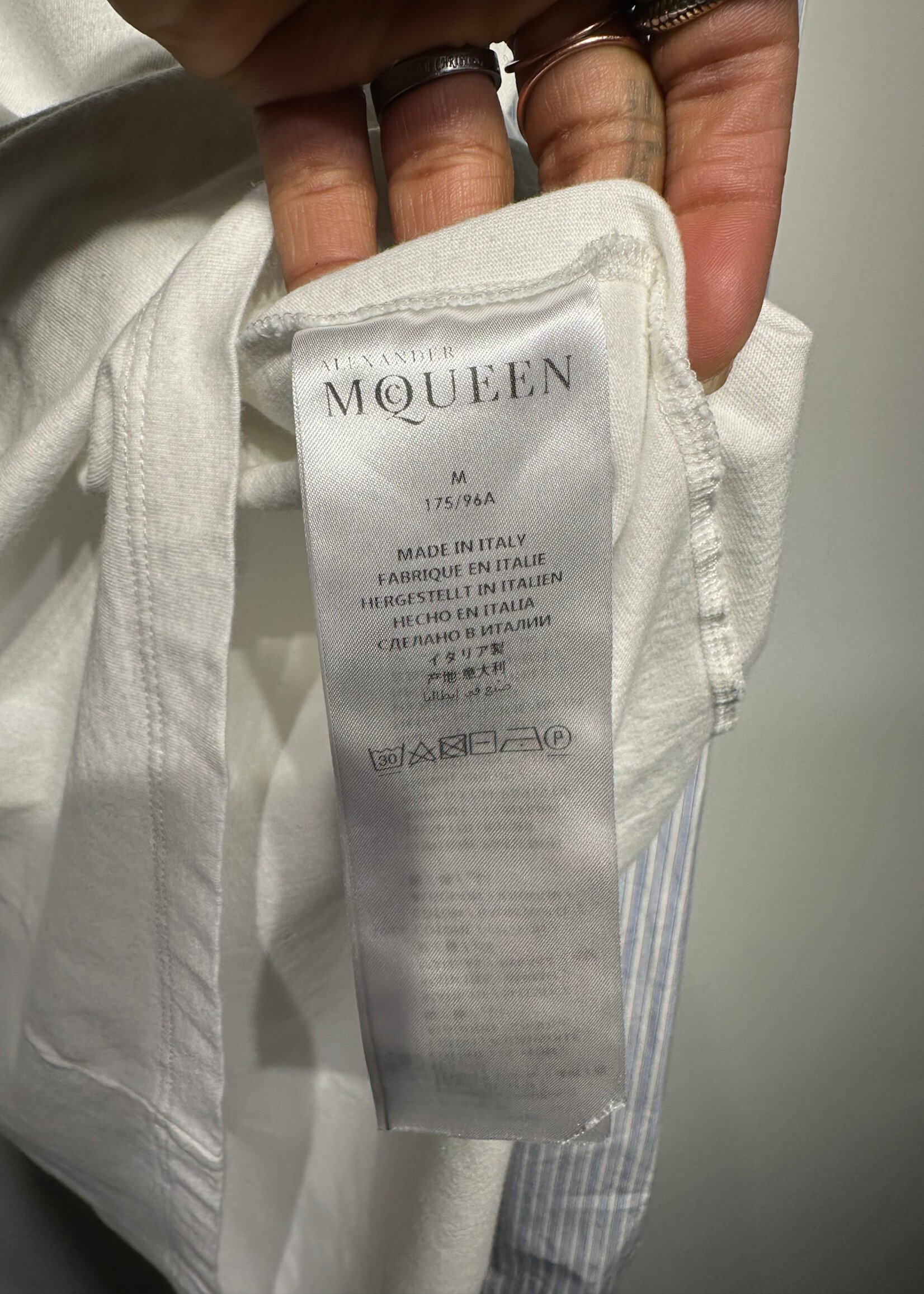 Alexander McQueen Pinstripe Sleeve White LS M