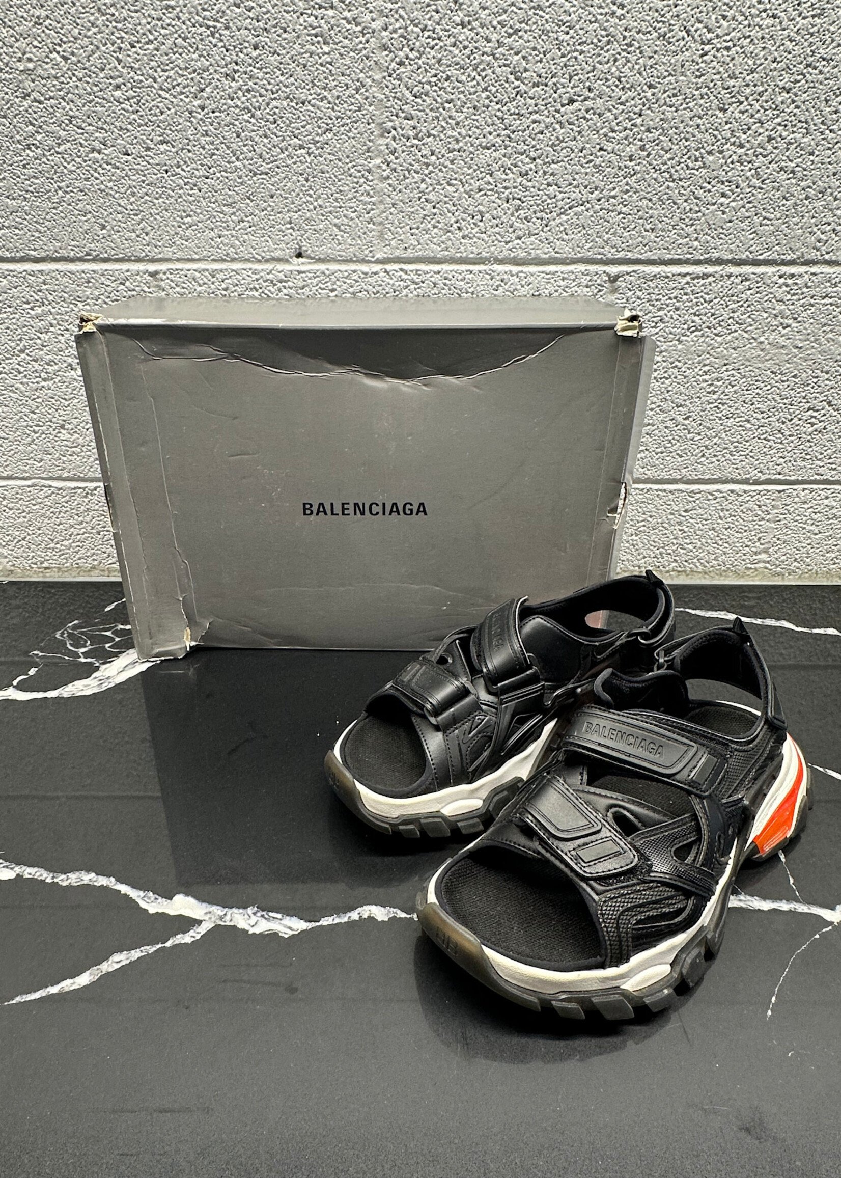 Balenciaga Black Red Track Runner Slide 41/8