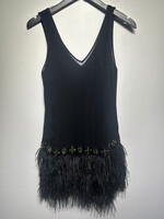 Guess By Maricano Black Feathered Dress Fem S