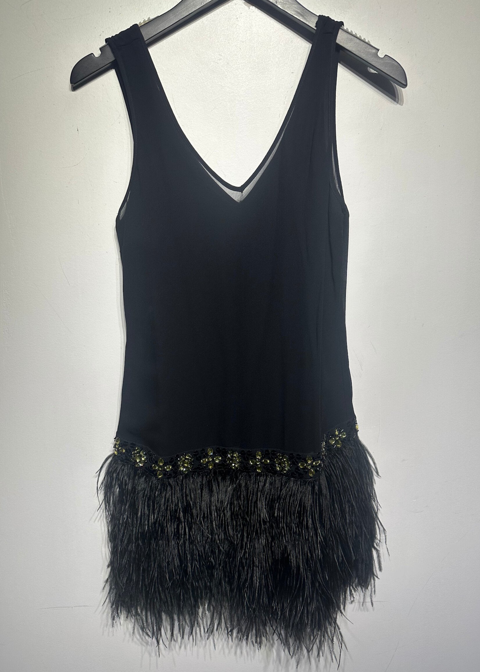 Guess By Maricano Black Feathered Dress Fem S
