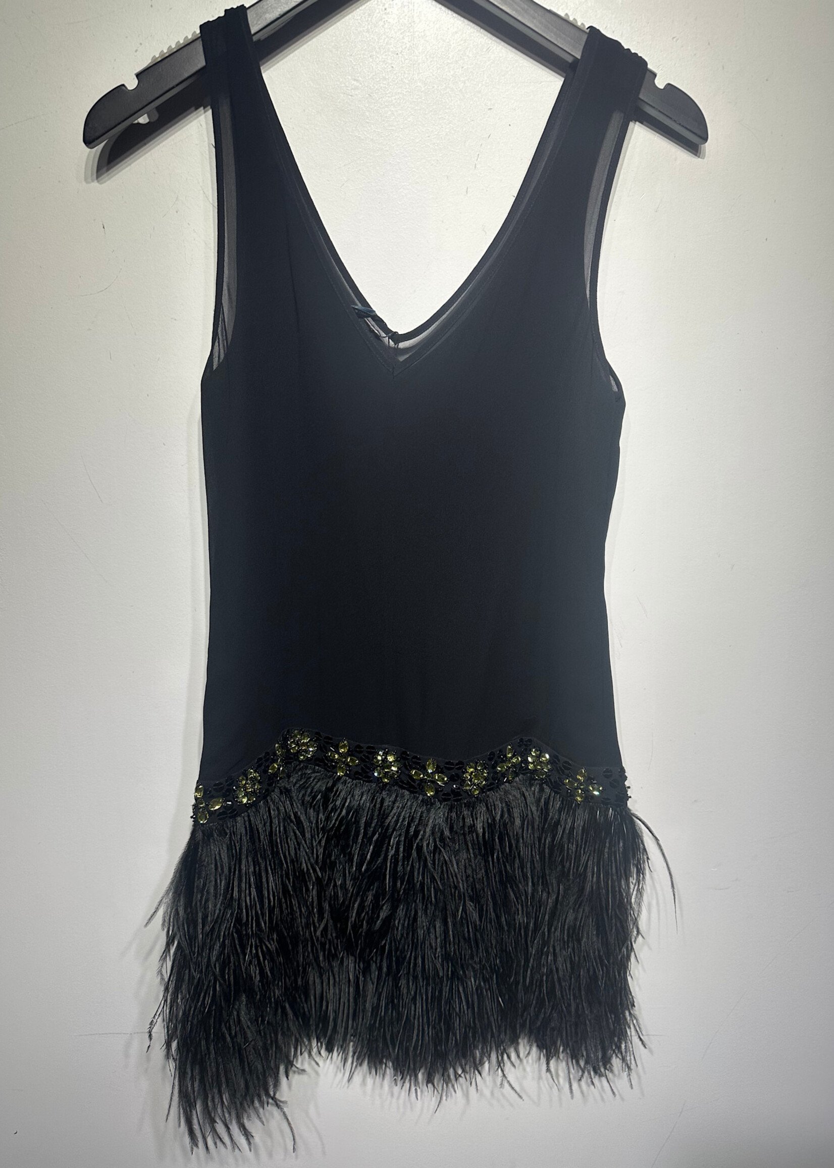 Guess By Maricano Black Feathered Dress Fem S
