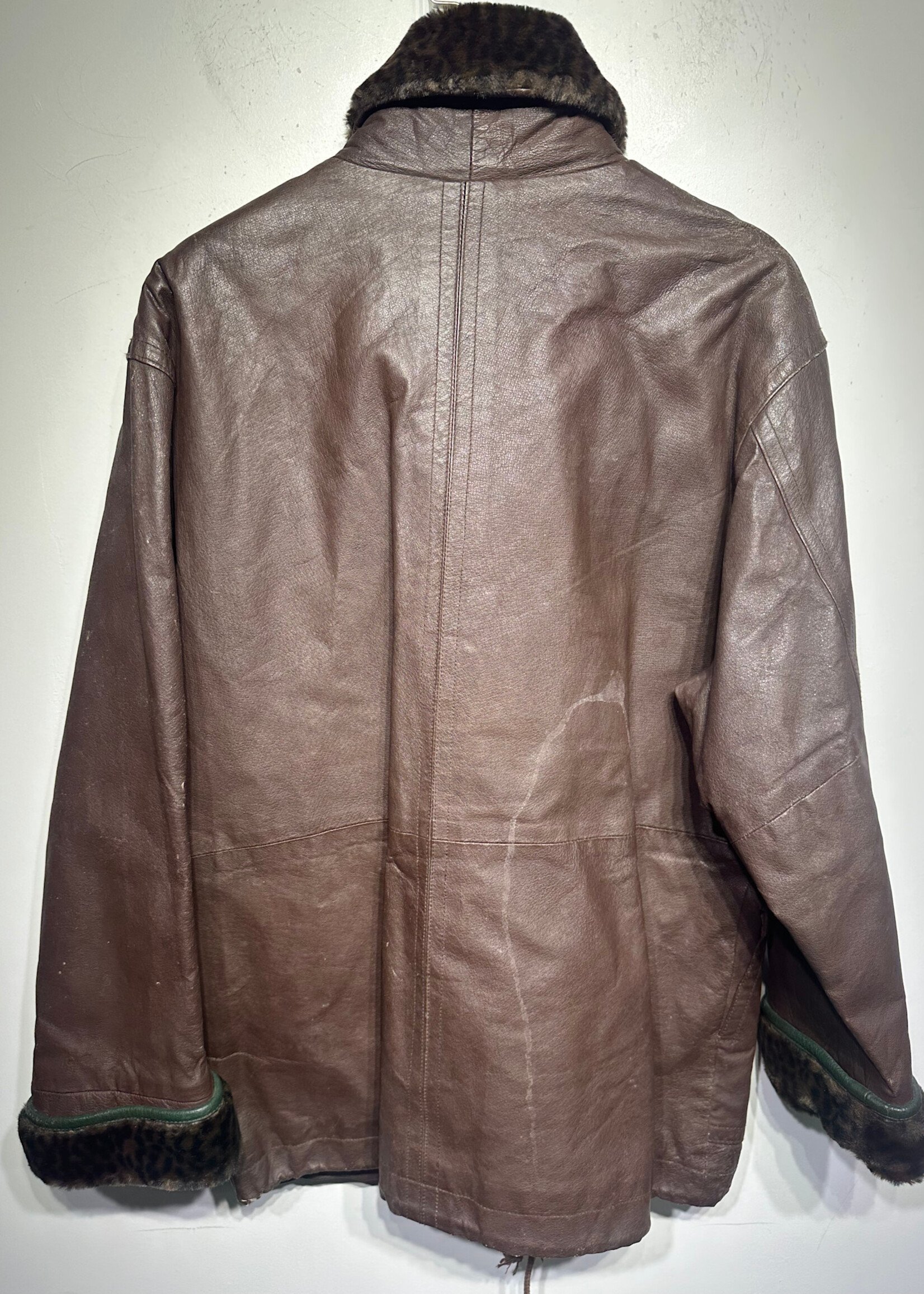 Outbrook Brown Clasp Leather Jacket M AS IS