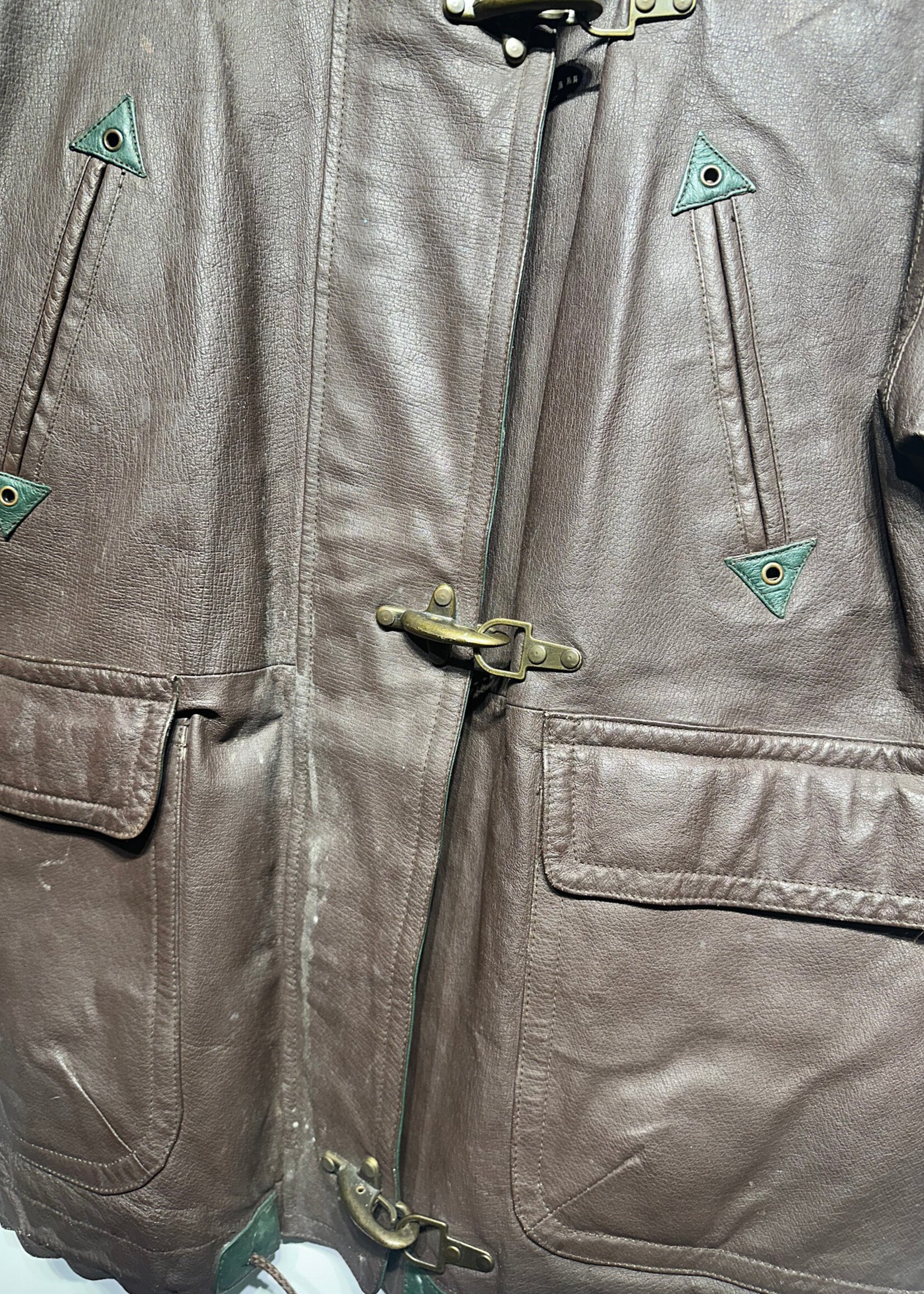 Outbrook Brown Clasp Leather Jacket M AS IS