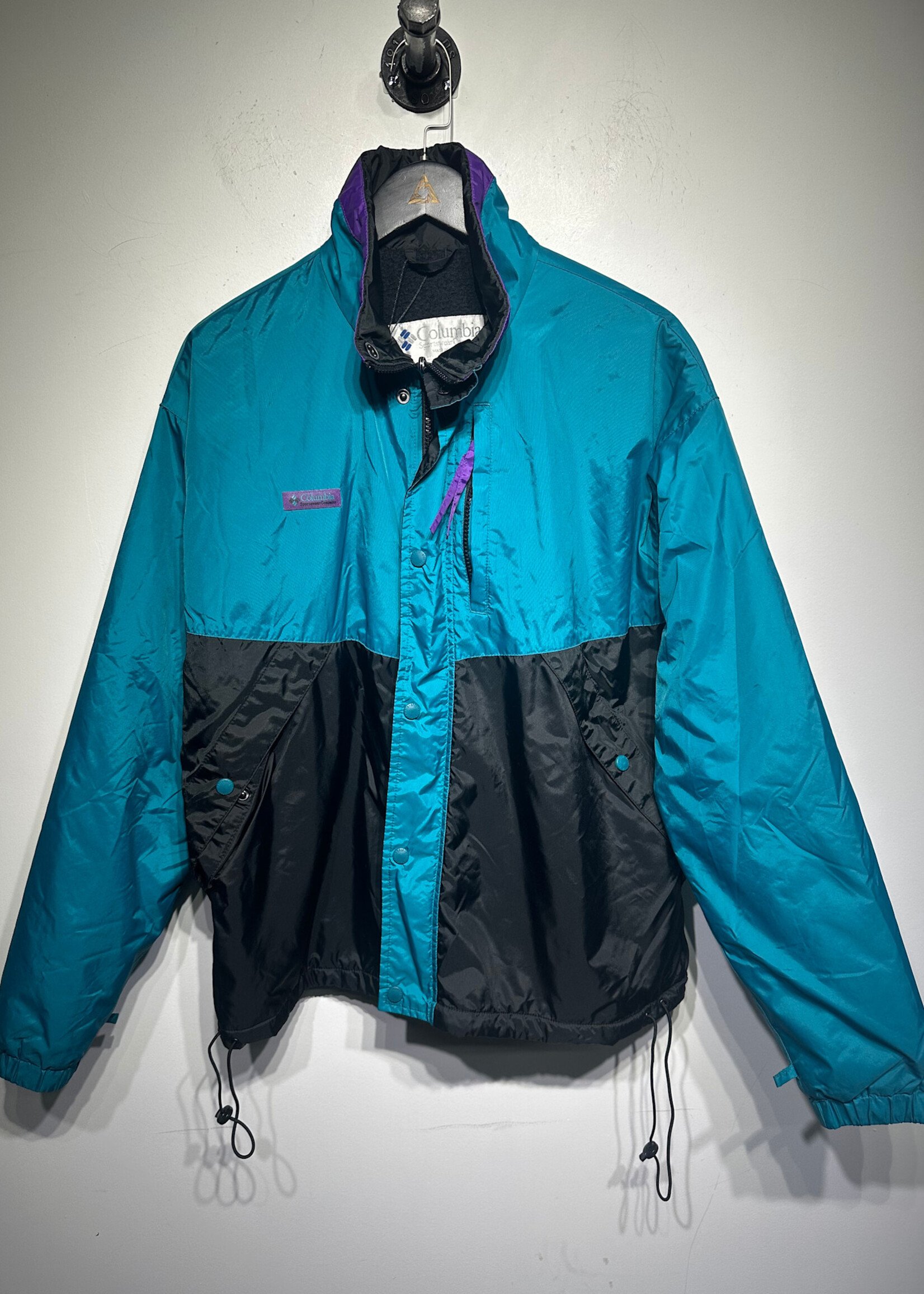 Columbia Vintage Teal Black Windbreaker Masc L