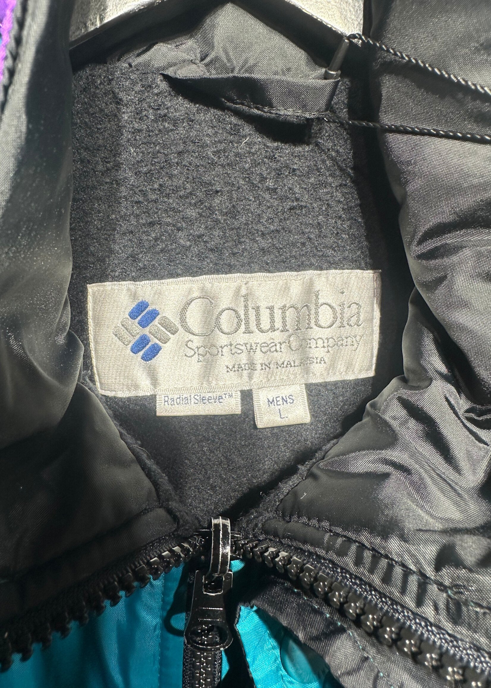 Columbia Vintage Teal Black Windbreaker Masc L