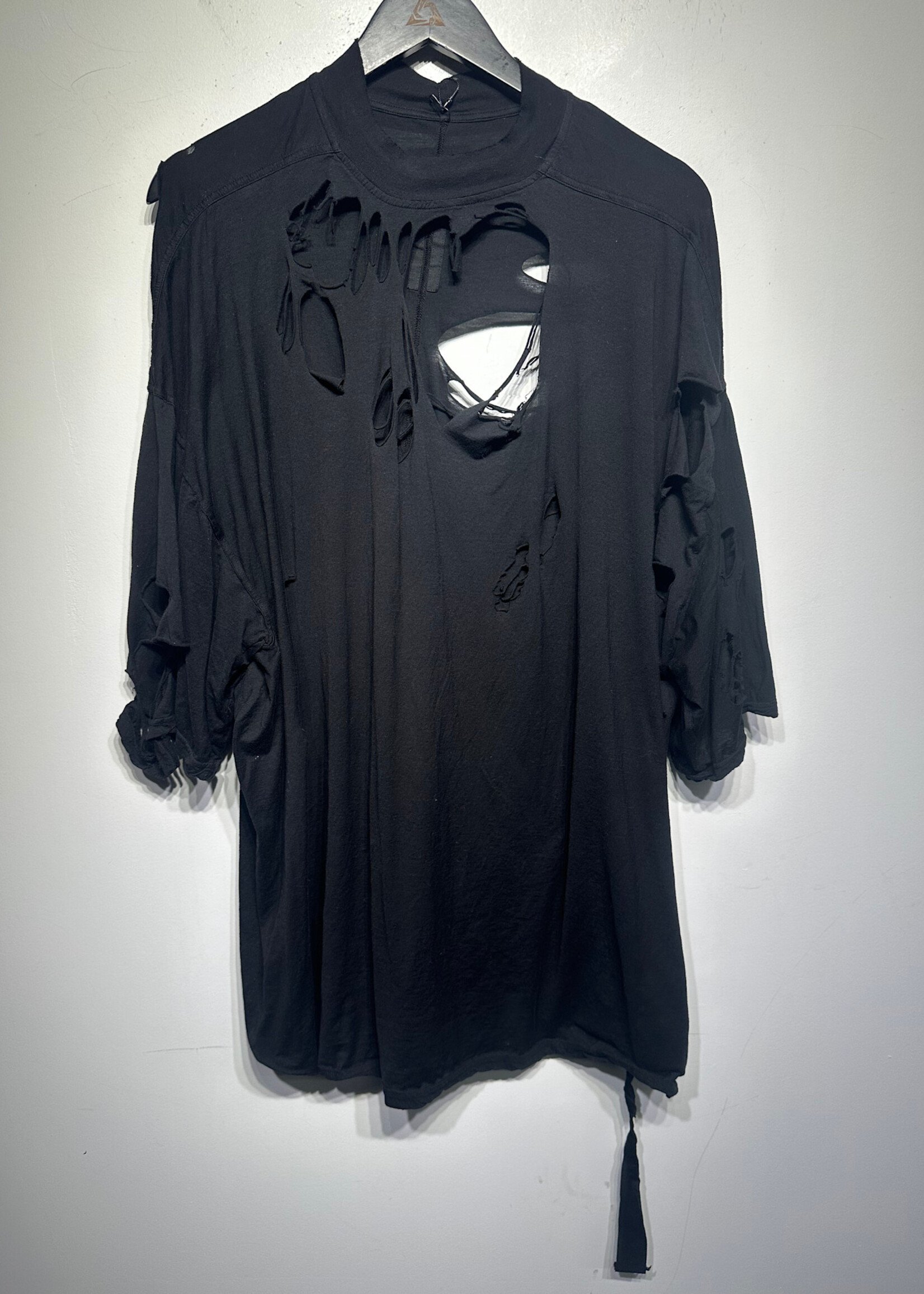 Rick Owens Black Distressed Tee L