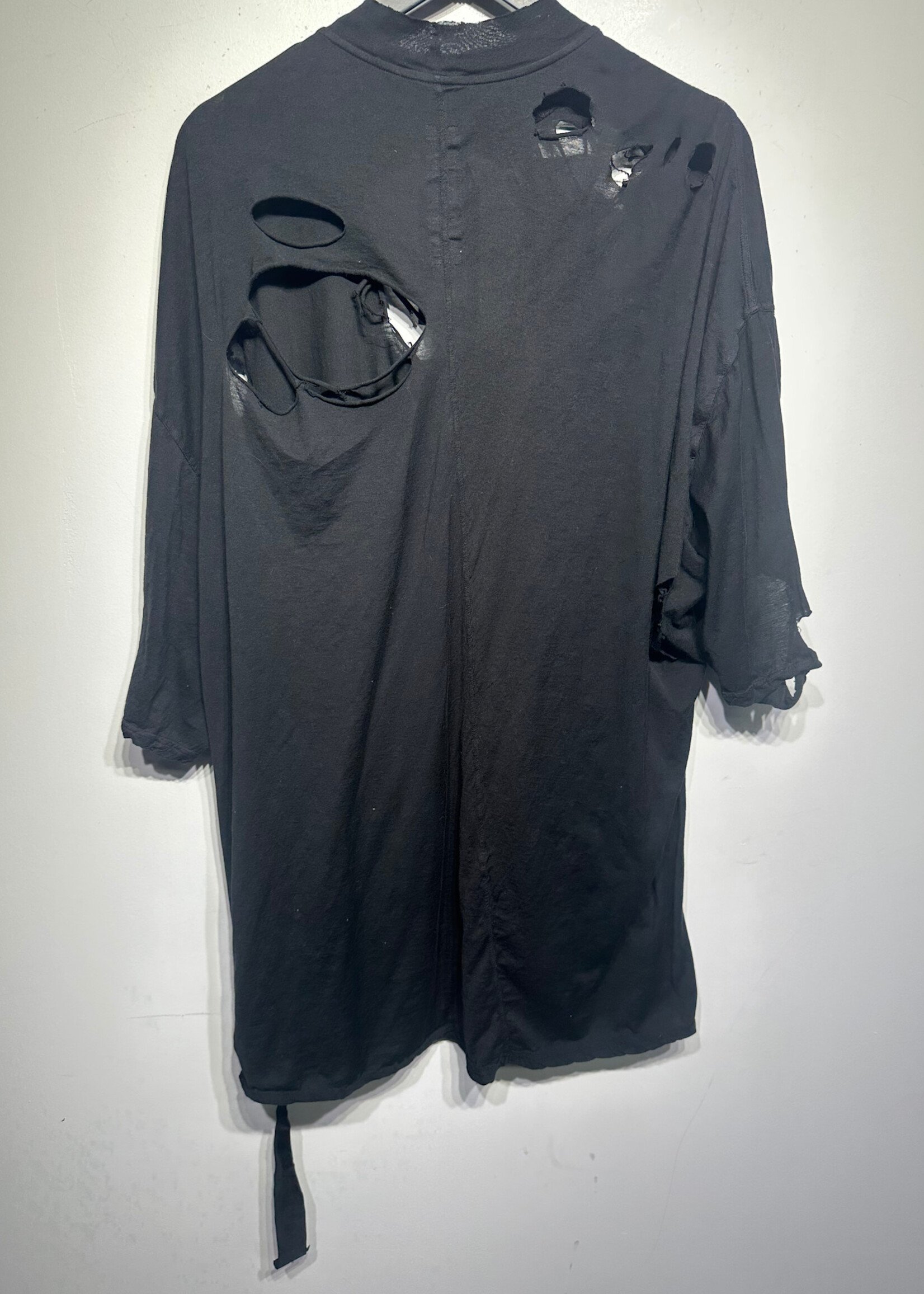 Rick Owens Black Distressed Tee L