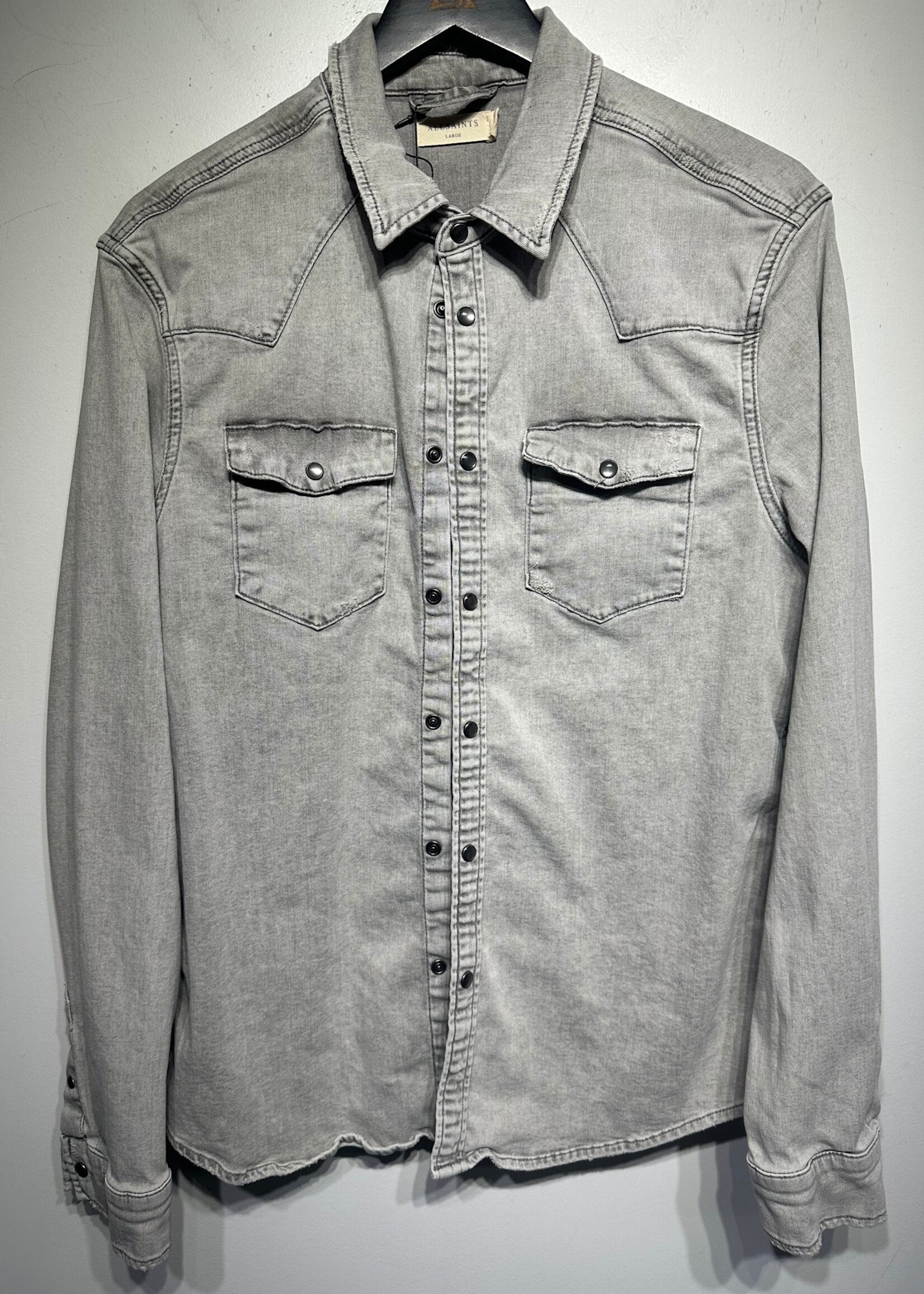 Allsaints Light Grey Wash Flannel L