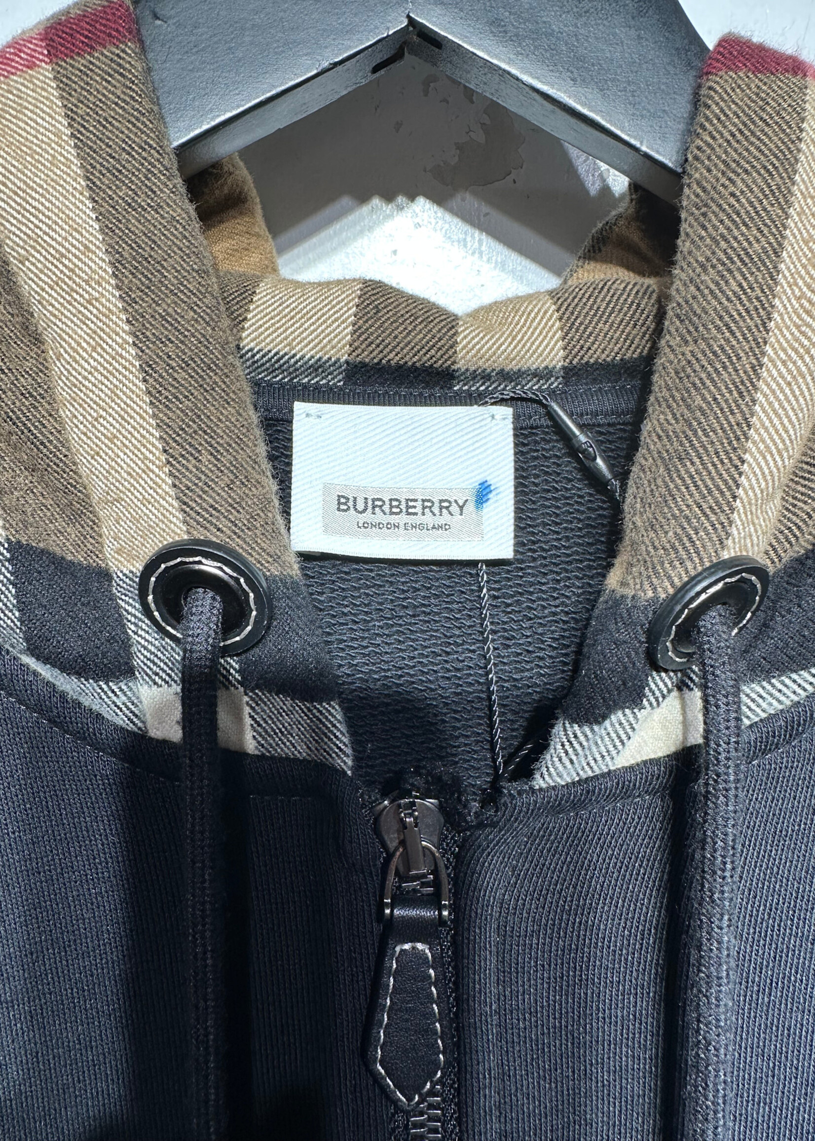 Burberry Black Plaid Hood Jacket S