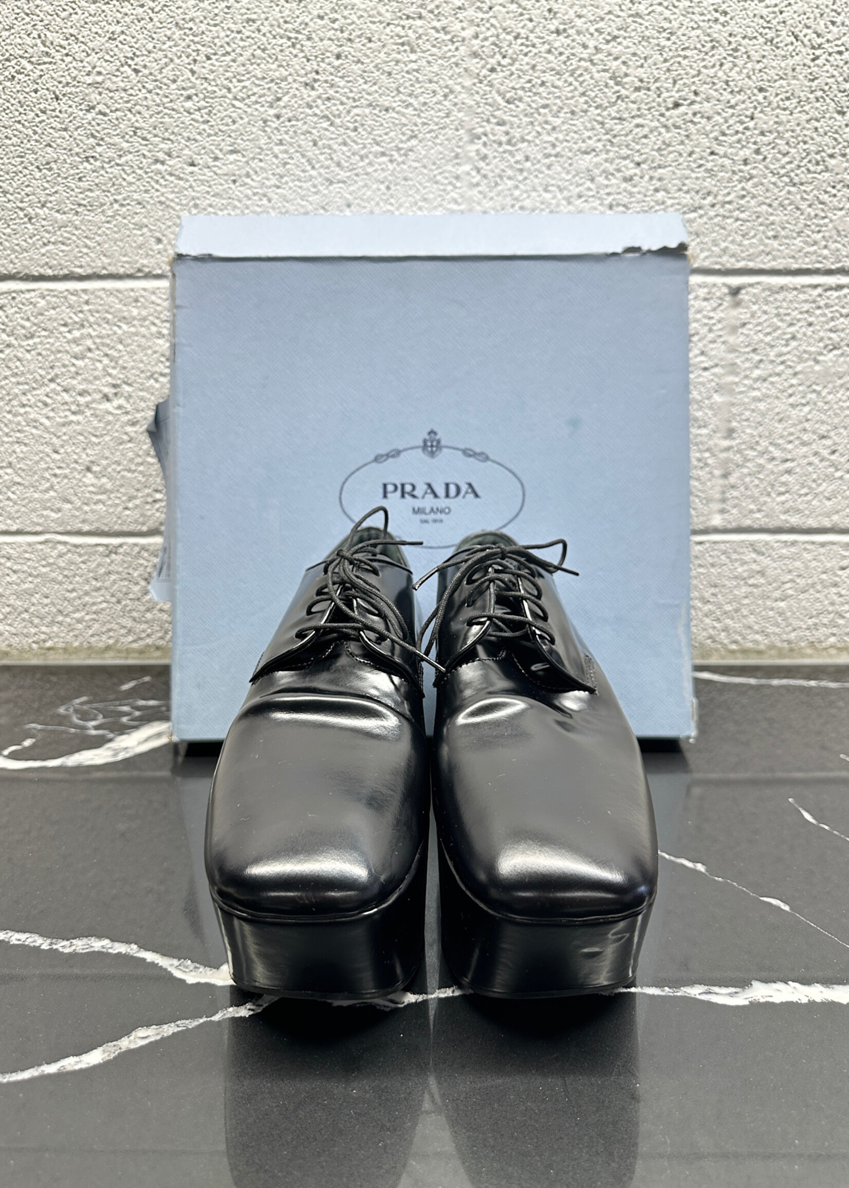 Prada Chunky Heel Derbies Masc 8 Fem 9.5 AS IS