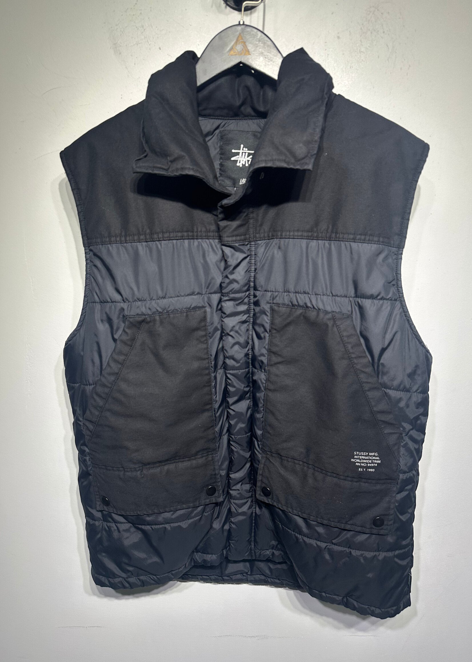 Stussy International Black Puffer Vest Masc L AS IS