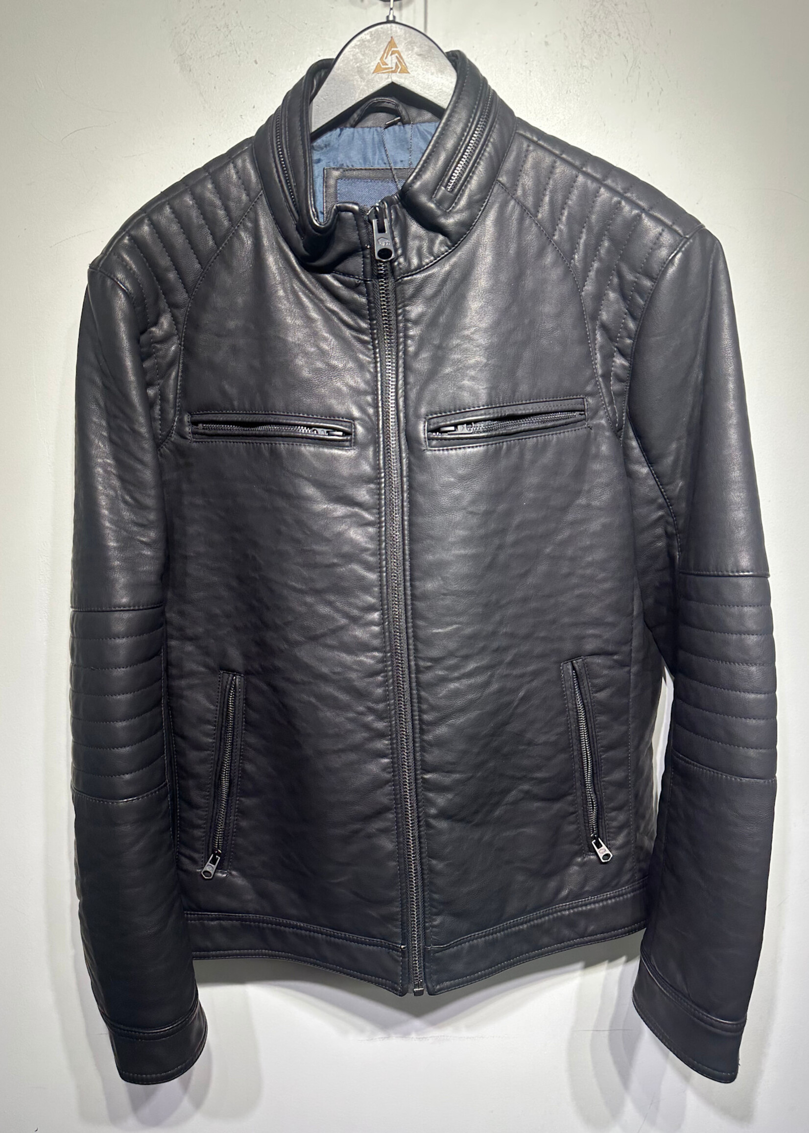 Buffalo Faux Leather Black Café Racer Jacket L