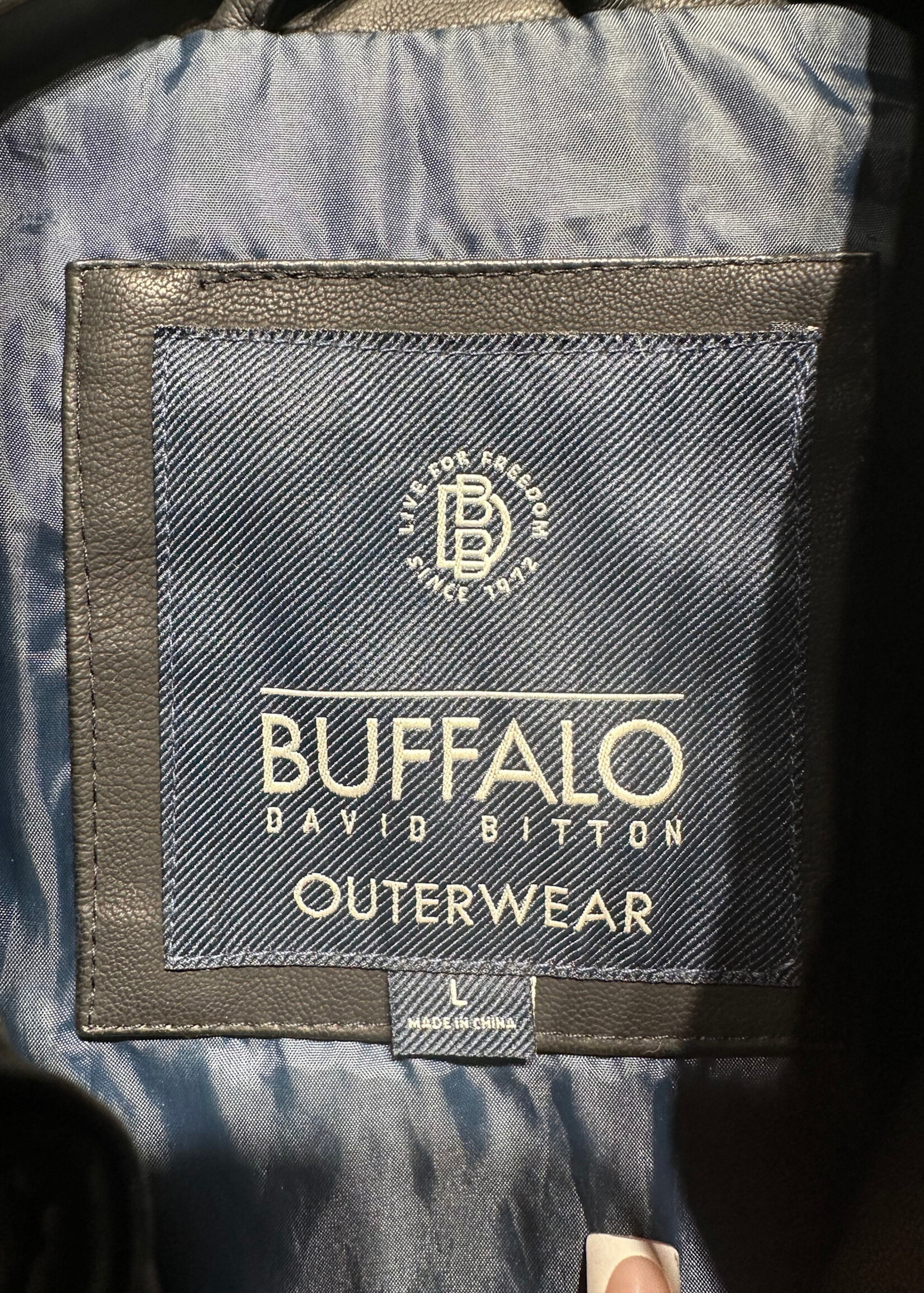 Buffalo Faux Leather Black Café Racer Jacket L