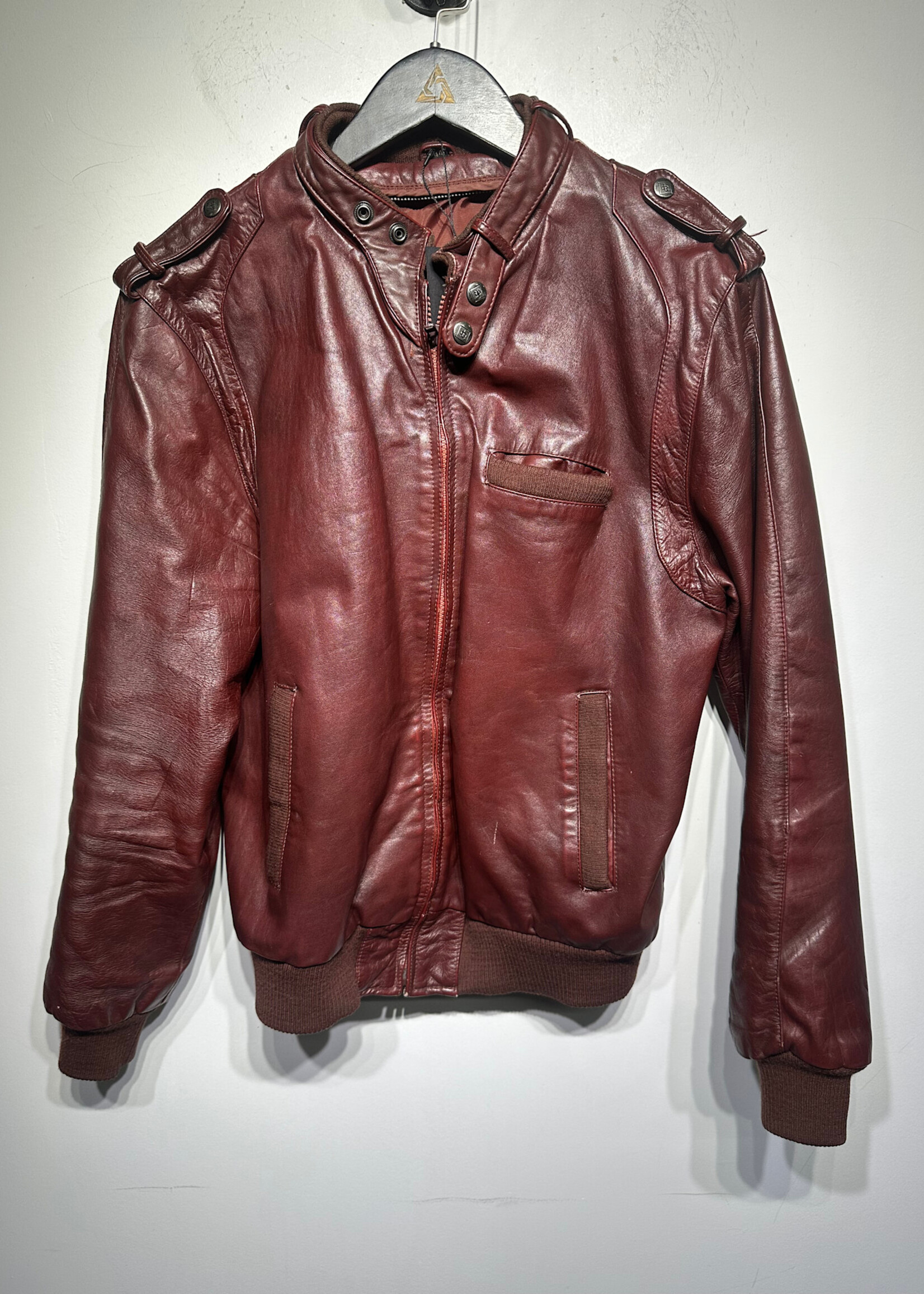 Vintage Red Leather Members Only Style Jacket L