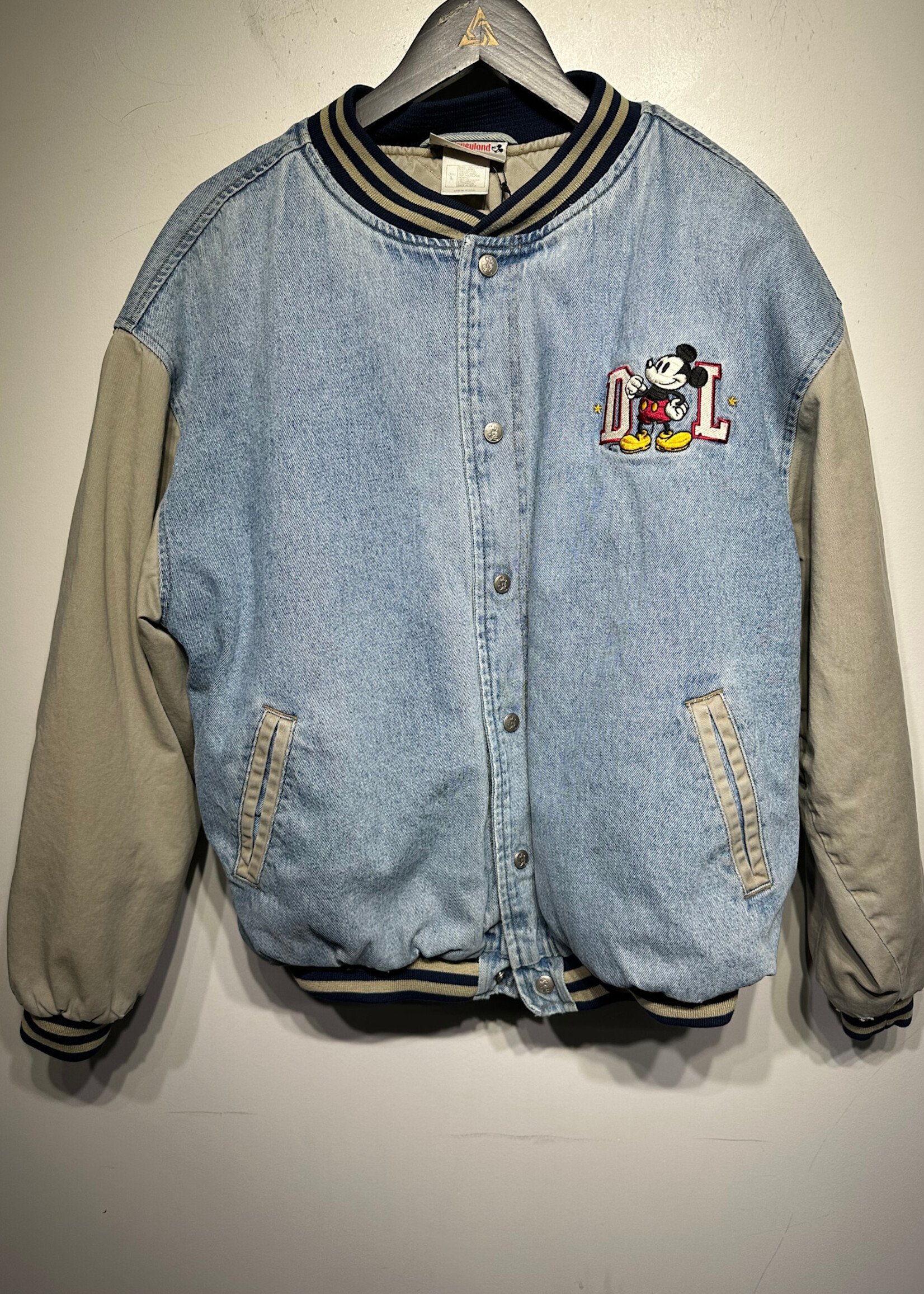 Disneyland Vintage Mickey Denim Bomber Masc L AS IS