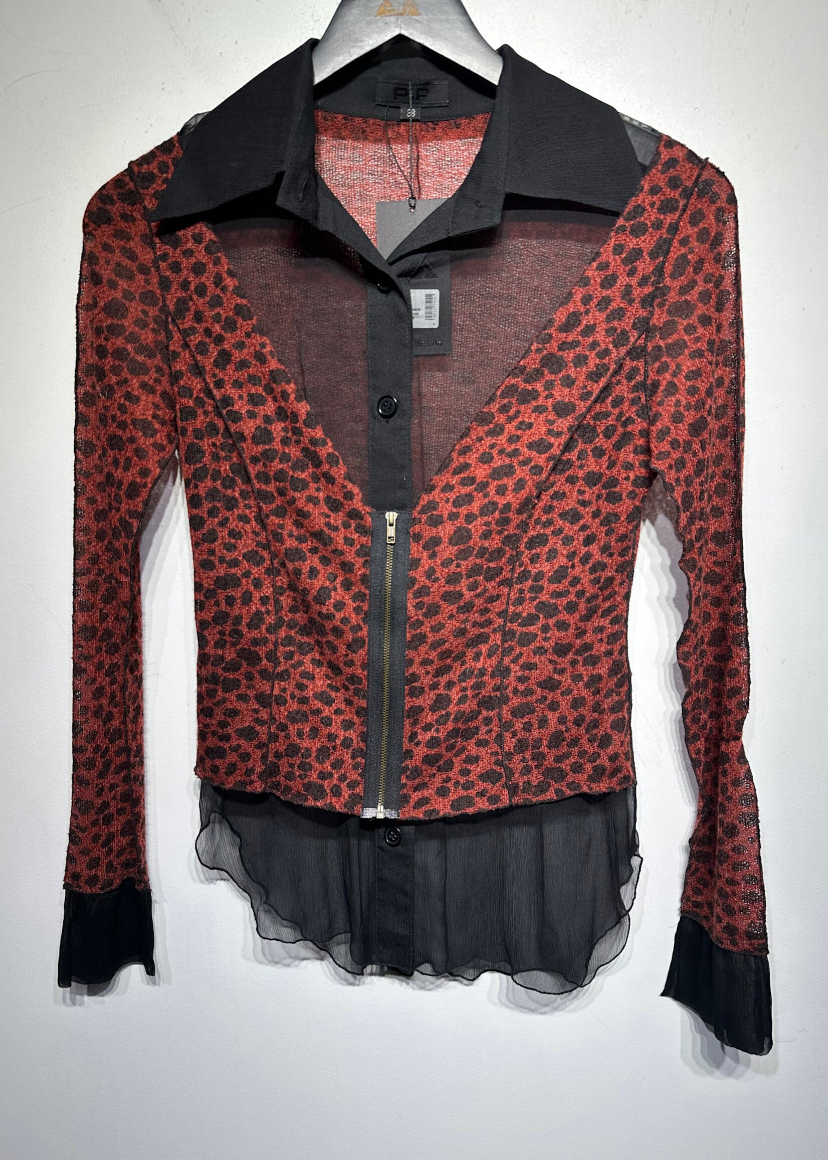 PP Red Cheetah Layered Corset Blouse M