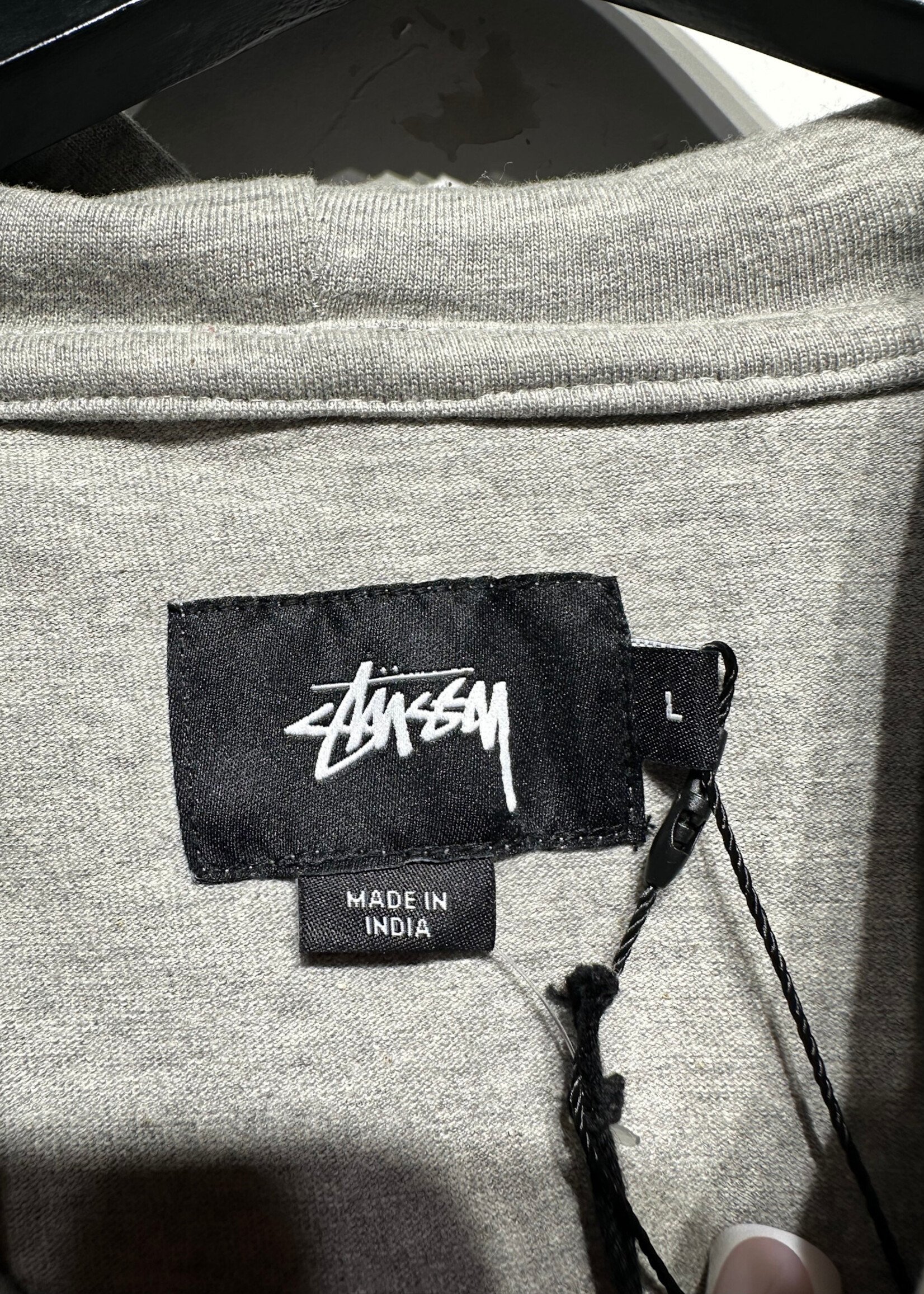 Stussy Grey and Red Color Block Hoodie NWT L